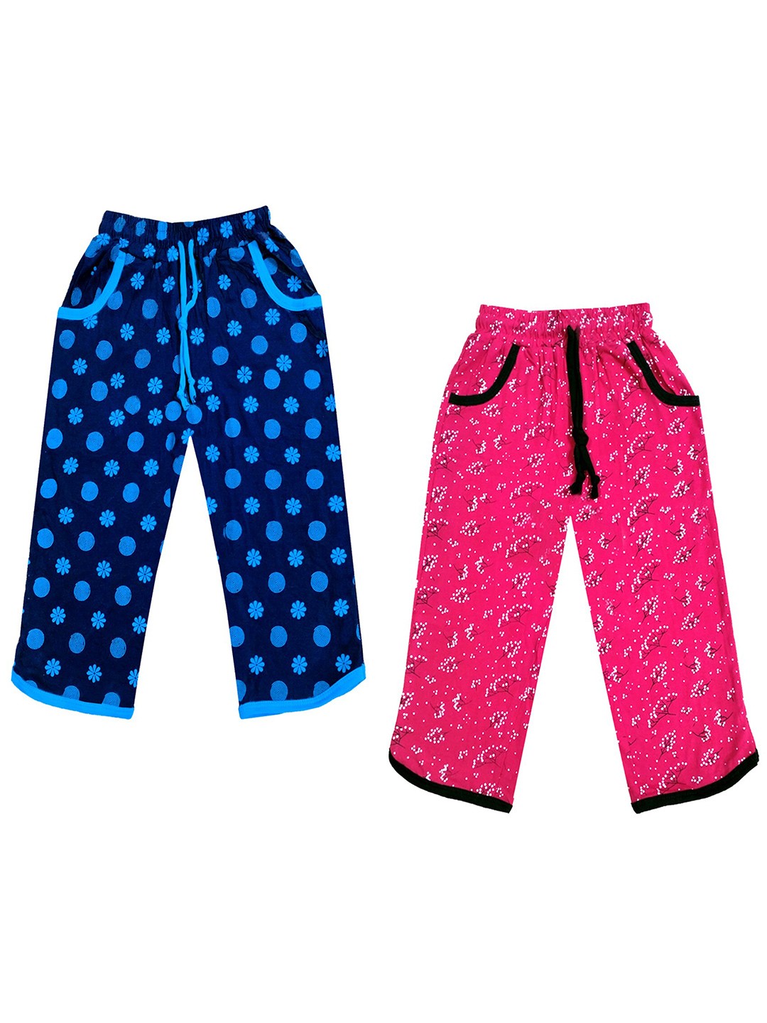 

IndiWeaves Girls Pack of 2 Mid-Rise Cotton Printed Capris, Blue
