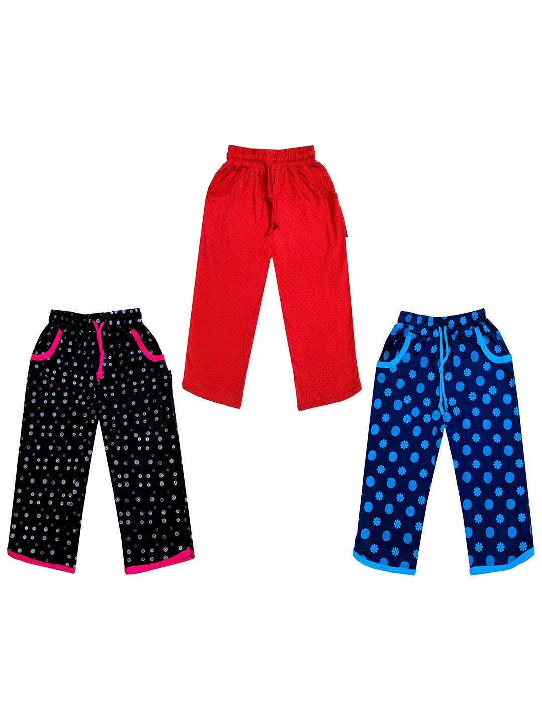 

IndiWeaves Girls Pack of 3 Mid-Rise Cotton Printed Capris, Red