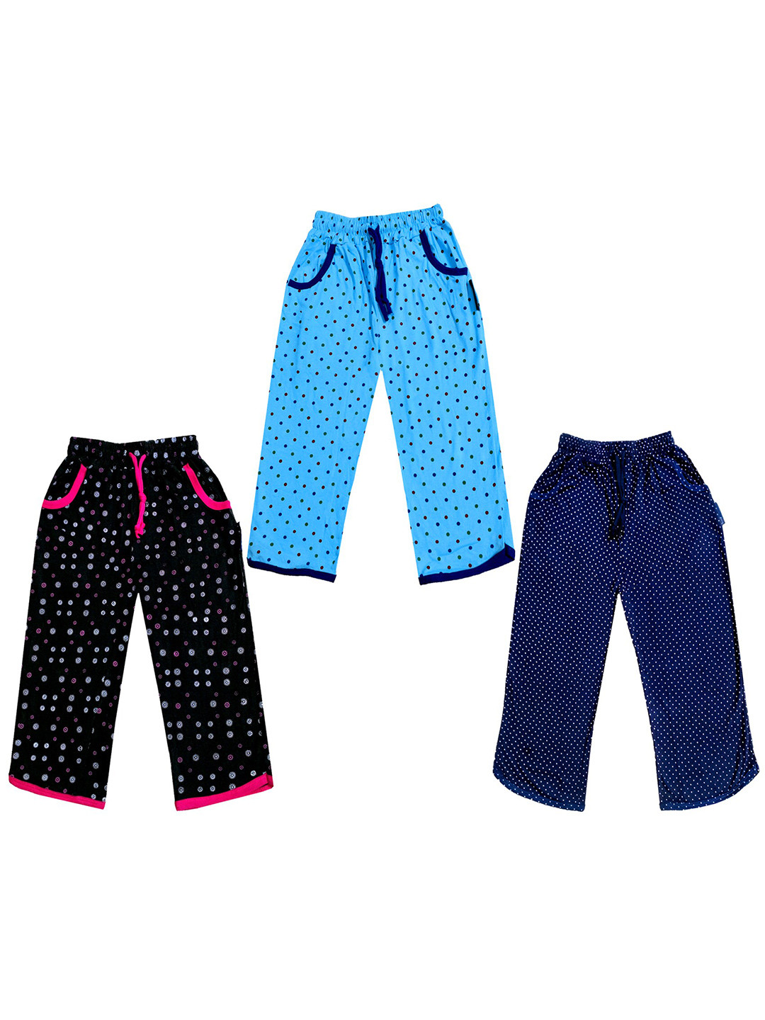 

IndiWeaves Girls Pack of 3 Mid-Rise Cotton Printed Capris, Black