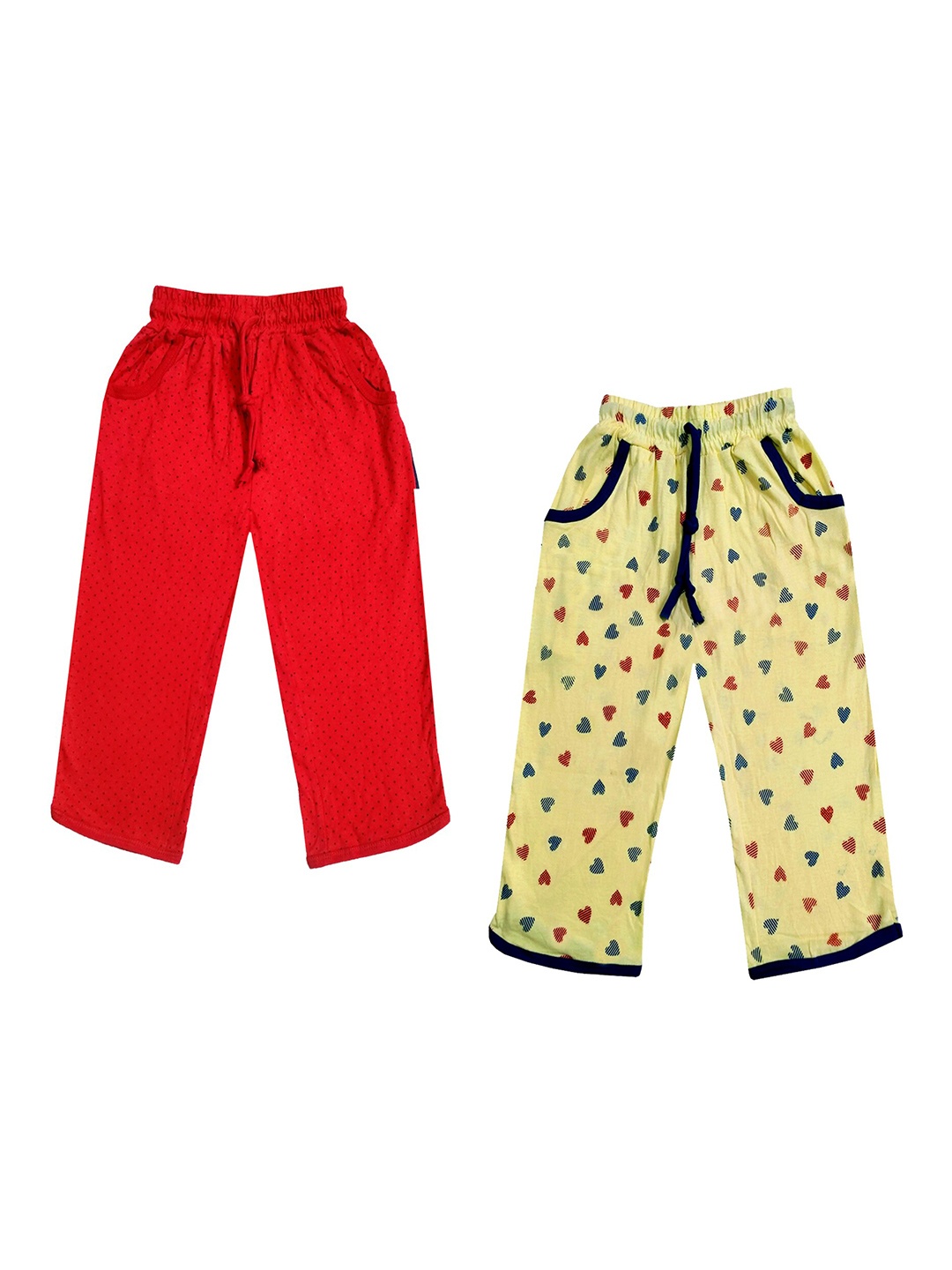

IndiWeaves Girls Pack of 2 Mid-Rise Cotton Printed Capris, Red