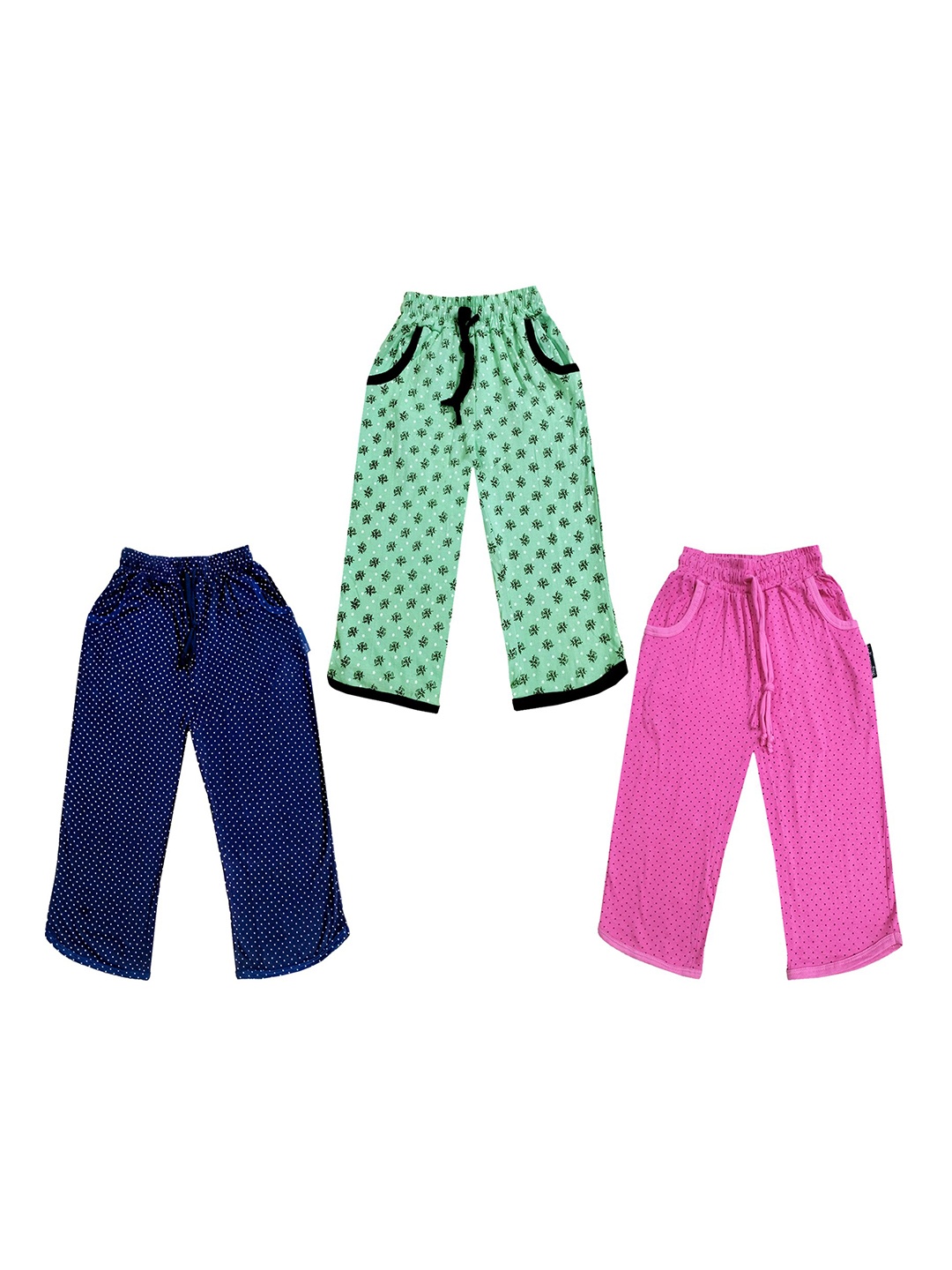 

IndiWeaves Girls Pack of 3 Mid-Rise Cotton Printed Capris, Pink