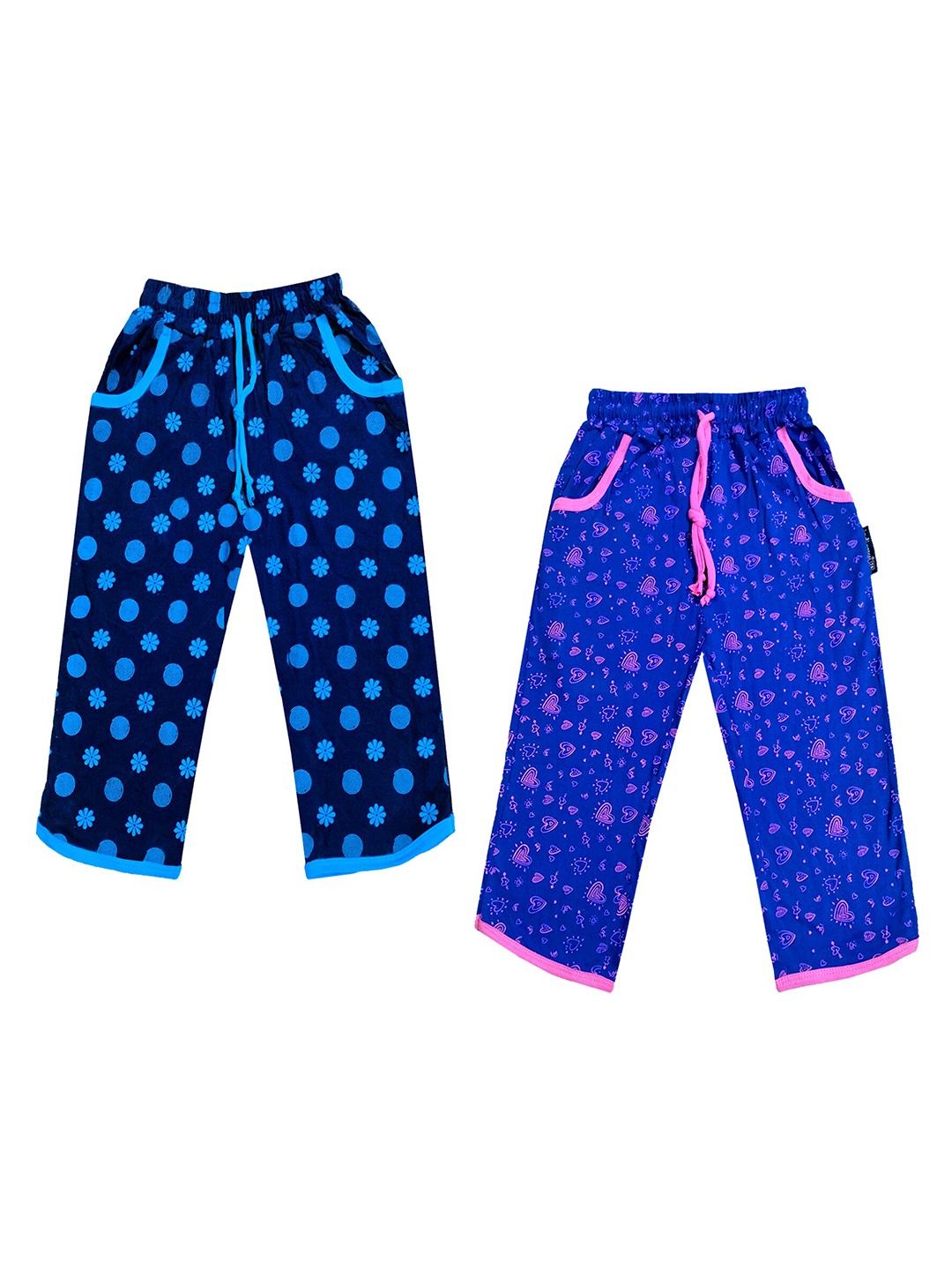 

IndiWeaves Girls Pack of 2 Mid-Rise Cotton Printed Capris, Blue