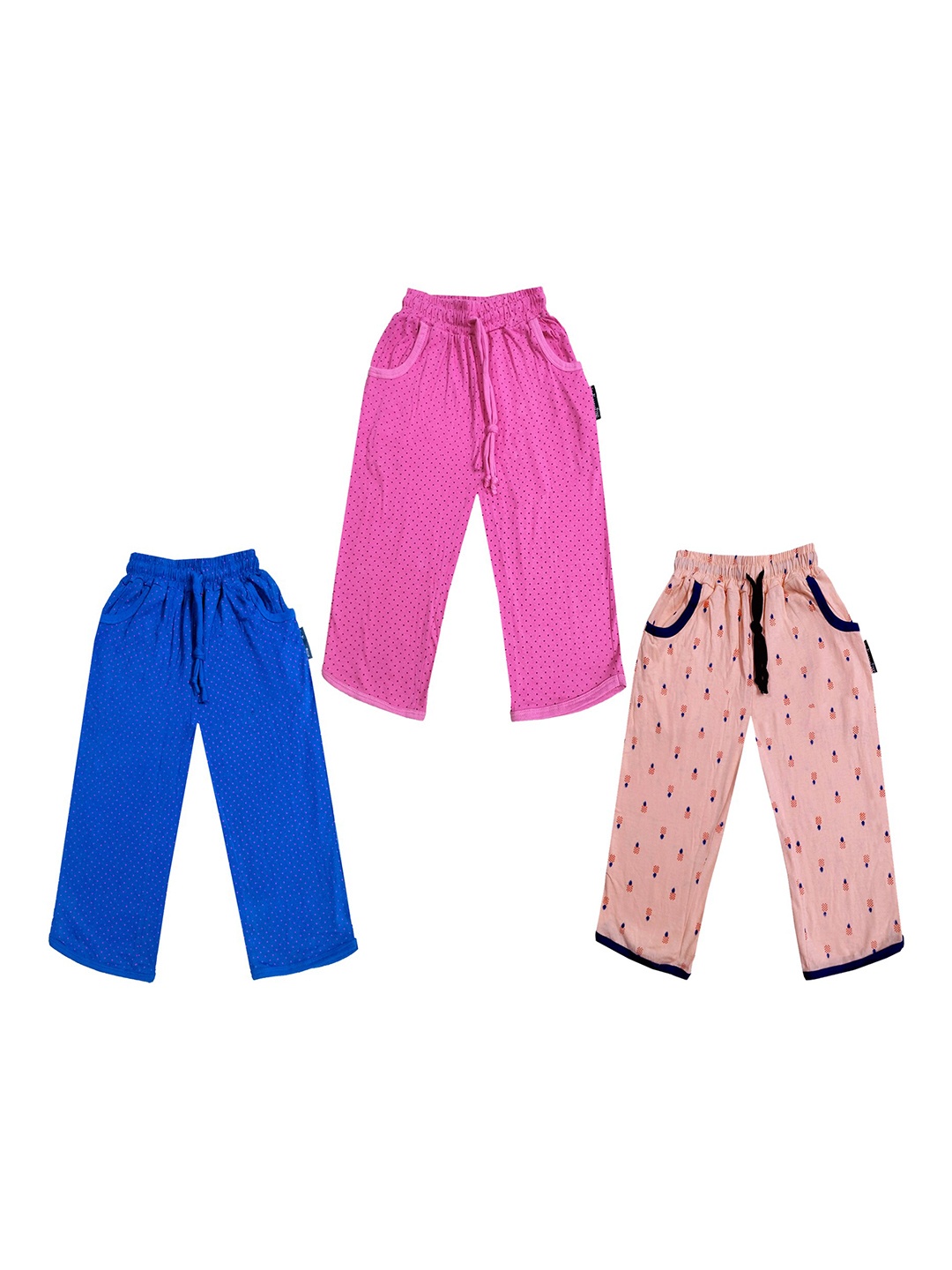 

IndiWeaves Girls Pack of 3 Mid-Rise Cotton Printed Capris, Pink