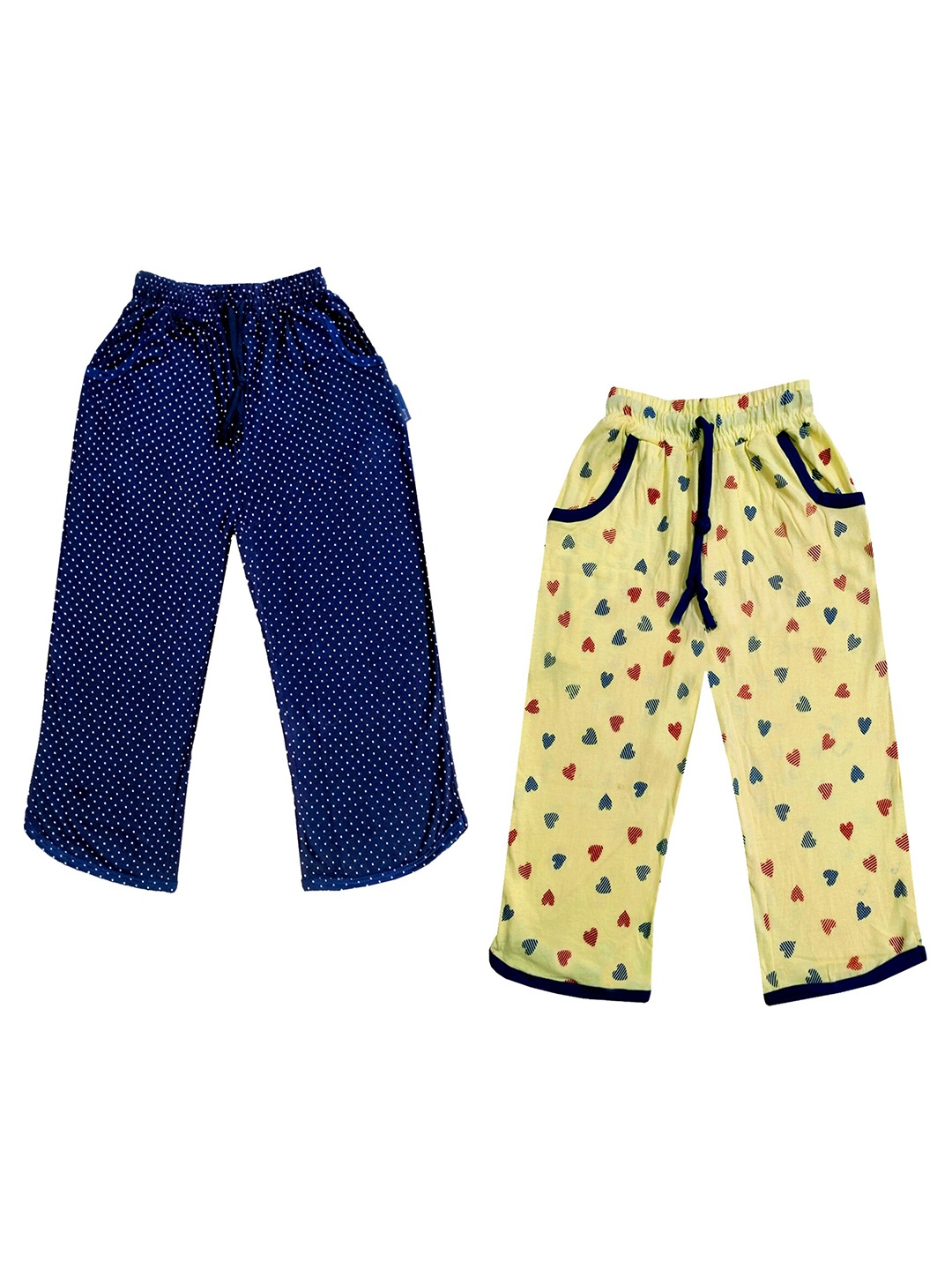 

IndiWeaves Girls Pack of 2 Mid-Rise Cotton Printed Capris, Navy blue