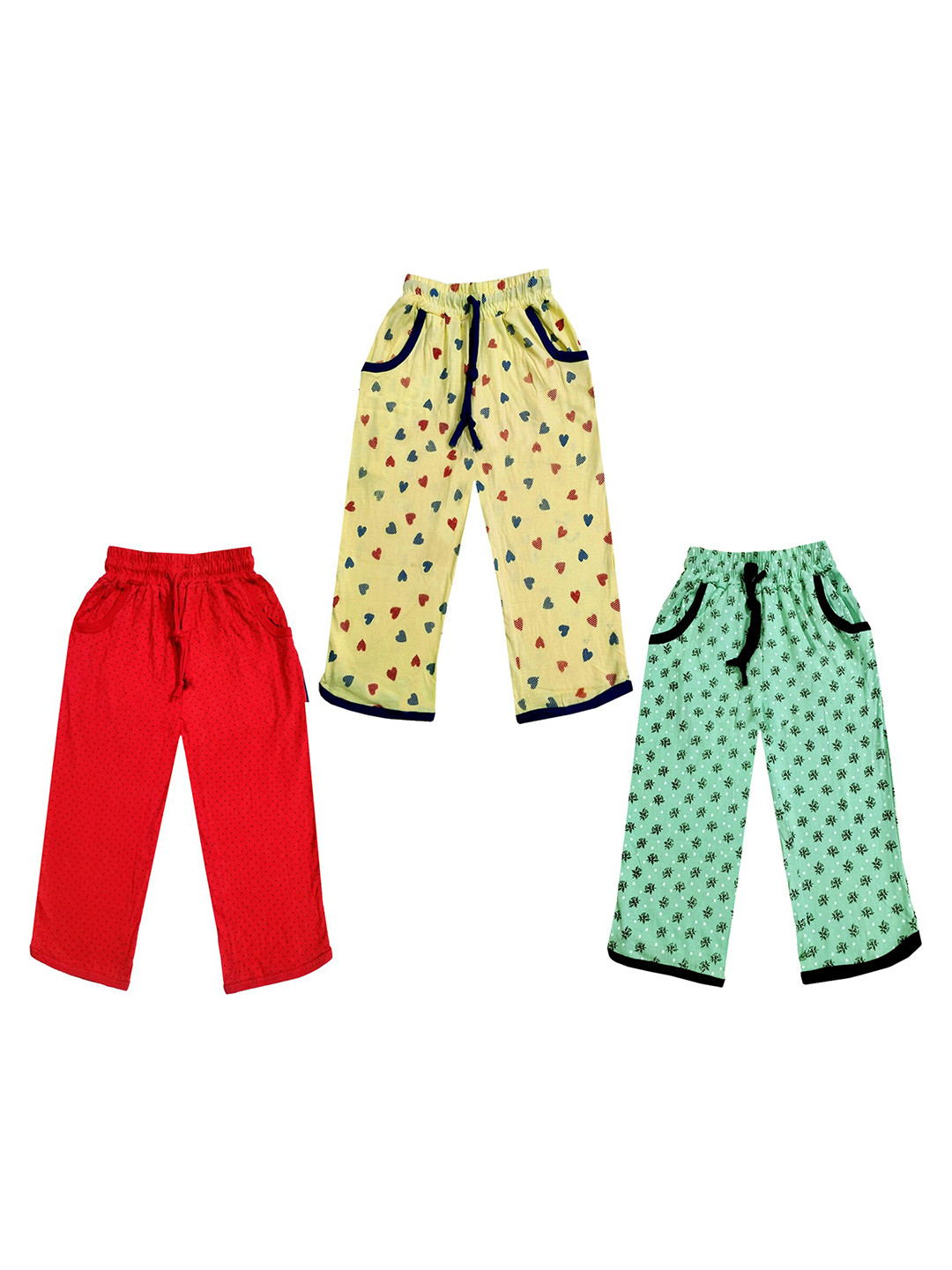 

IndiWeaves Girls Pack of 3 Mid-Rise Cotton Printed Capris, Yellow