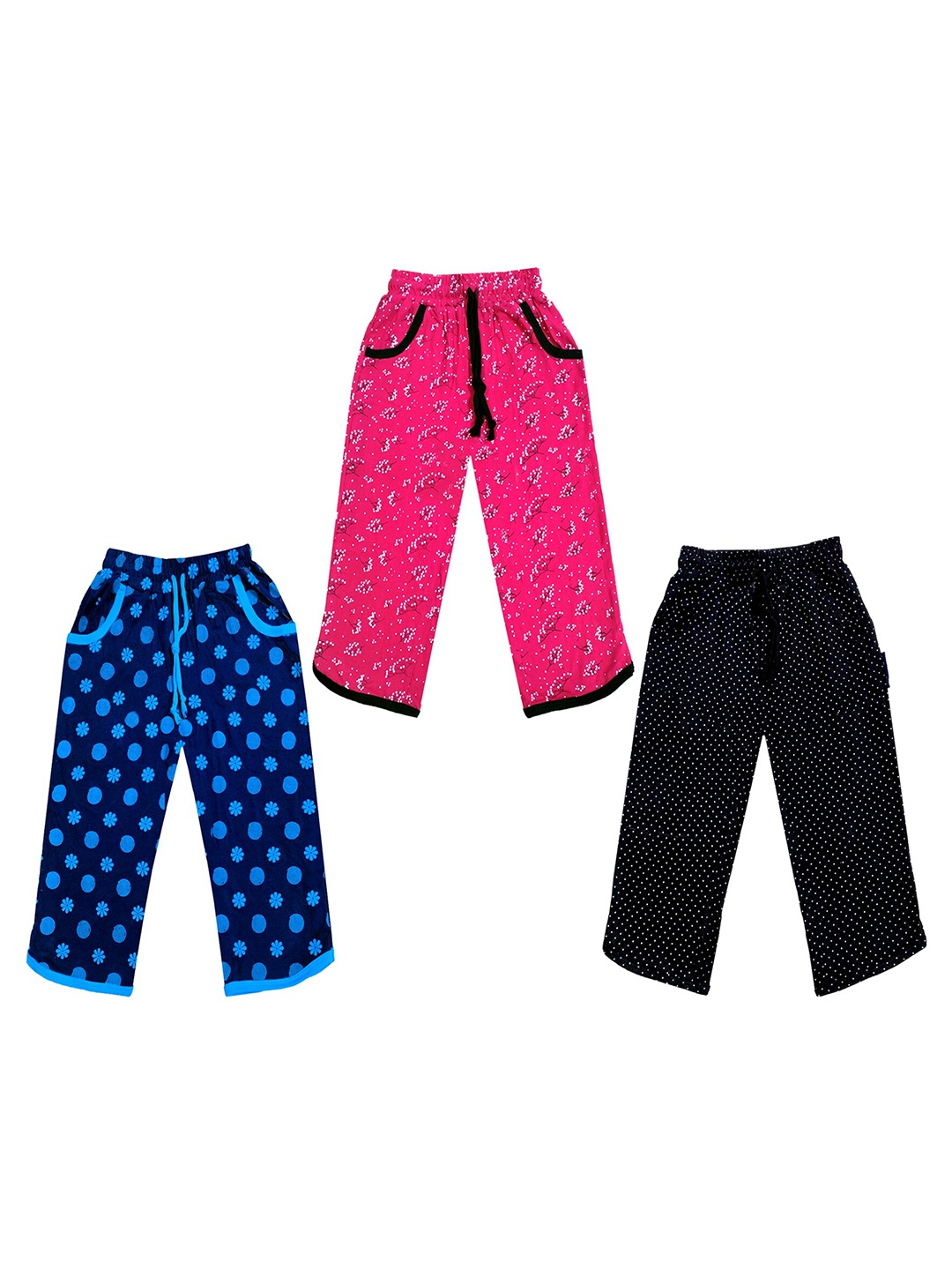 

IndiWeaves Girls Pack of 3 Mid-Rise Cotton Printed Capris, Blue