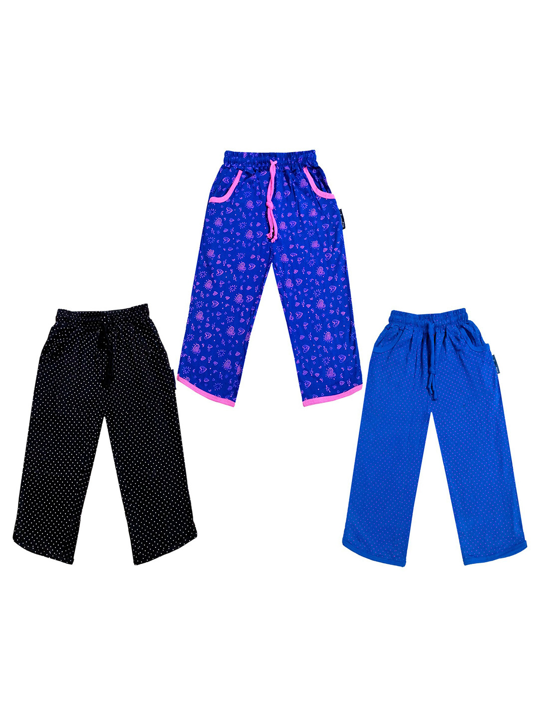 

IndiWeaves Girls Pack of 3 Mid-Rise Cotton Printed Capris, Blue