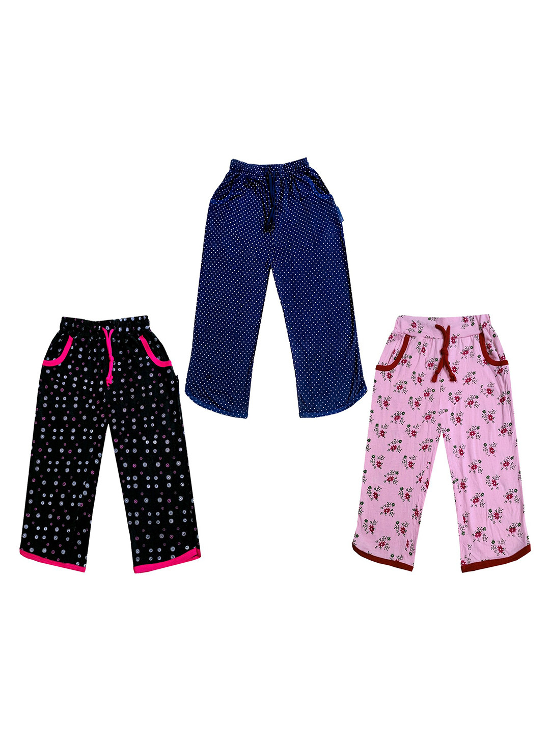 

IndiWeaves Girls Pack of 3 Mid-Rise Cotton Printed Capris, Peach