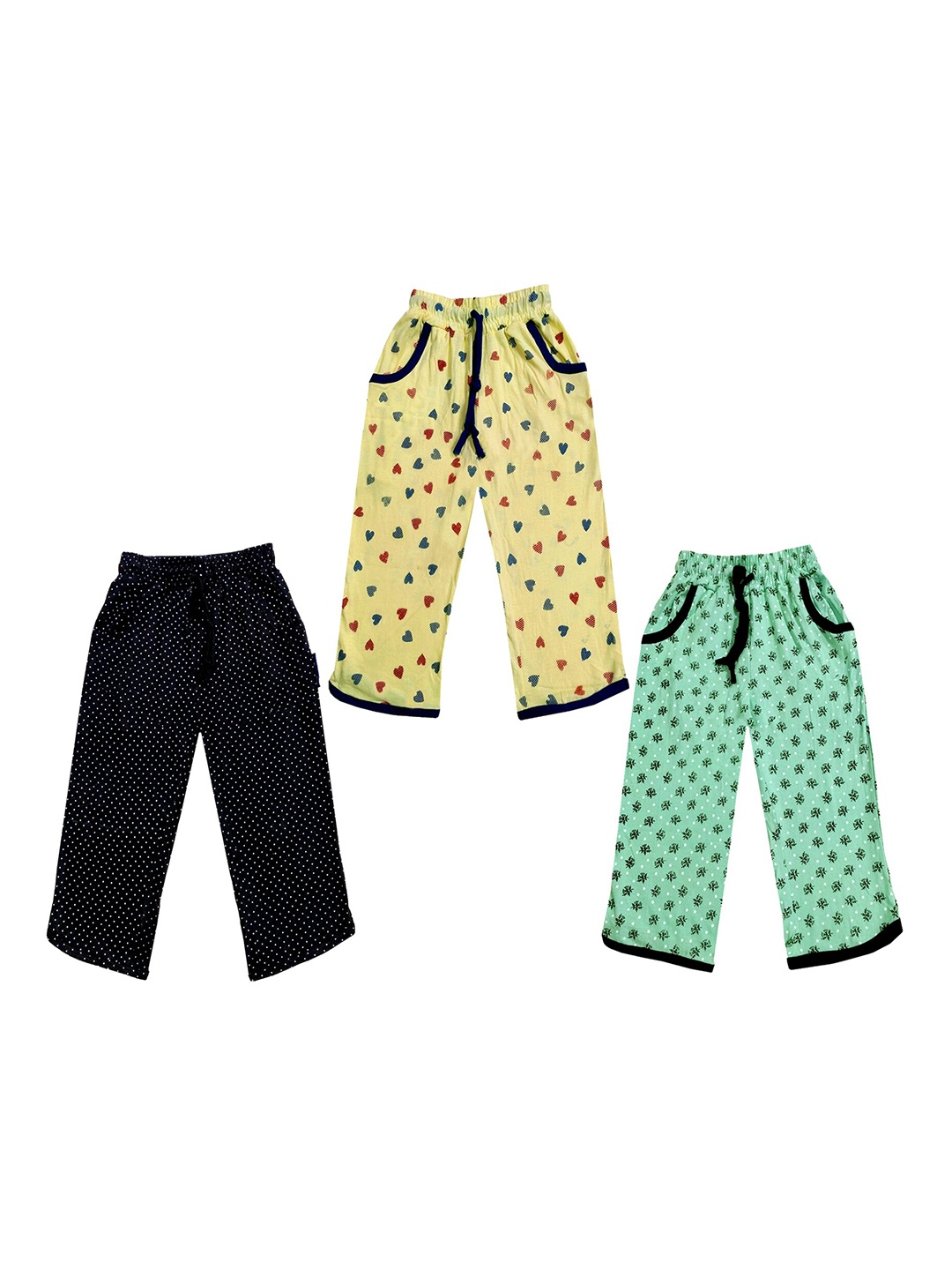 

IndiWeaves Girls Pack of 3 Mid-Rise Cotton Printed Capris, Yellow