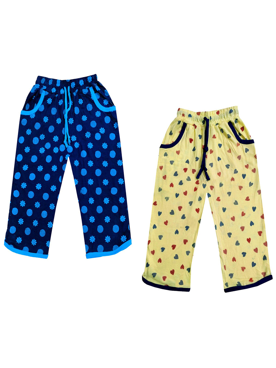 

IndiWeaves Girls Pack of 2 Mid-Rise Cotton Printed Capris, Blue