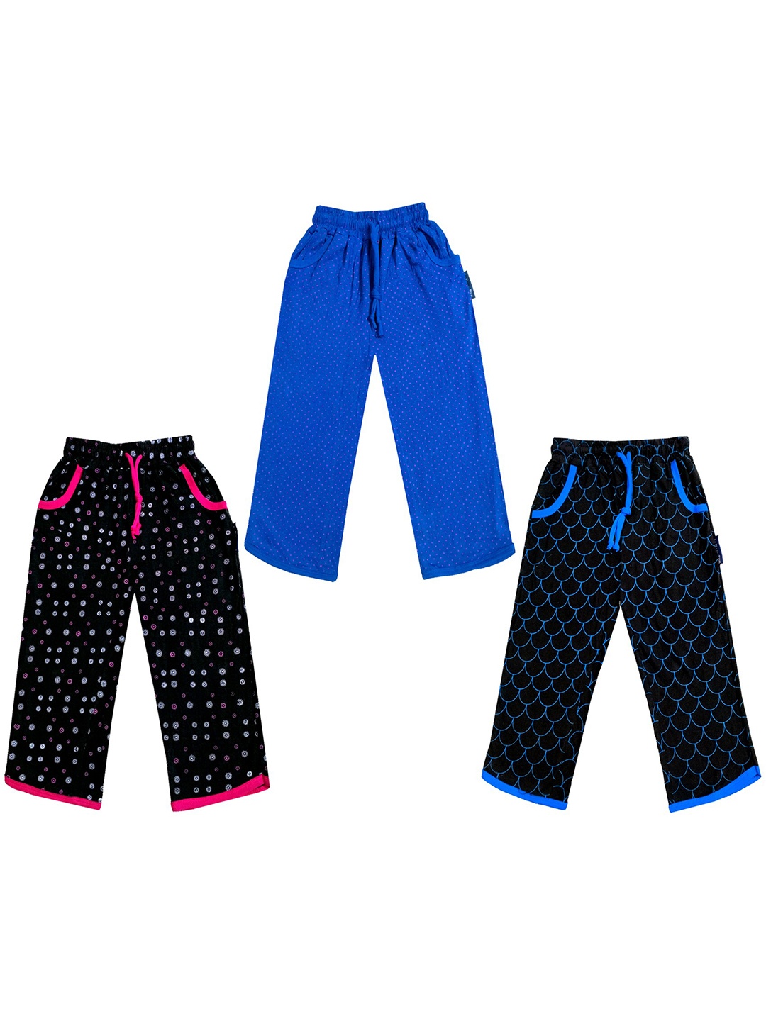 

IndiWeaves Girls Pack of 3 Mid-Rise Cotton Printed Capris, Blue