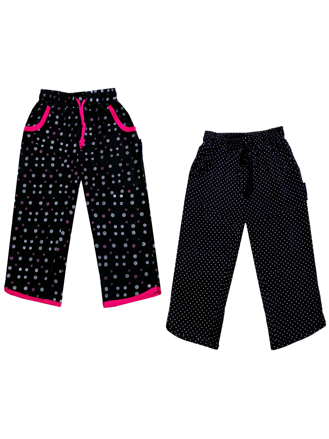 

IndiWeaves Girls Pack of 2 Mid-Rise Cotton Printed Capris, Black
