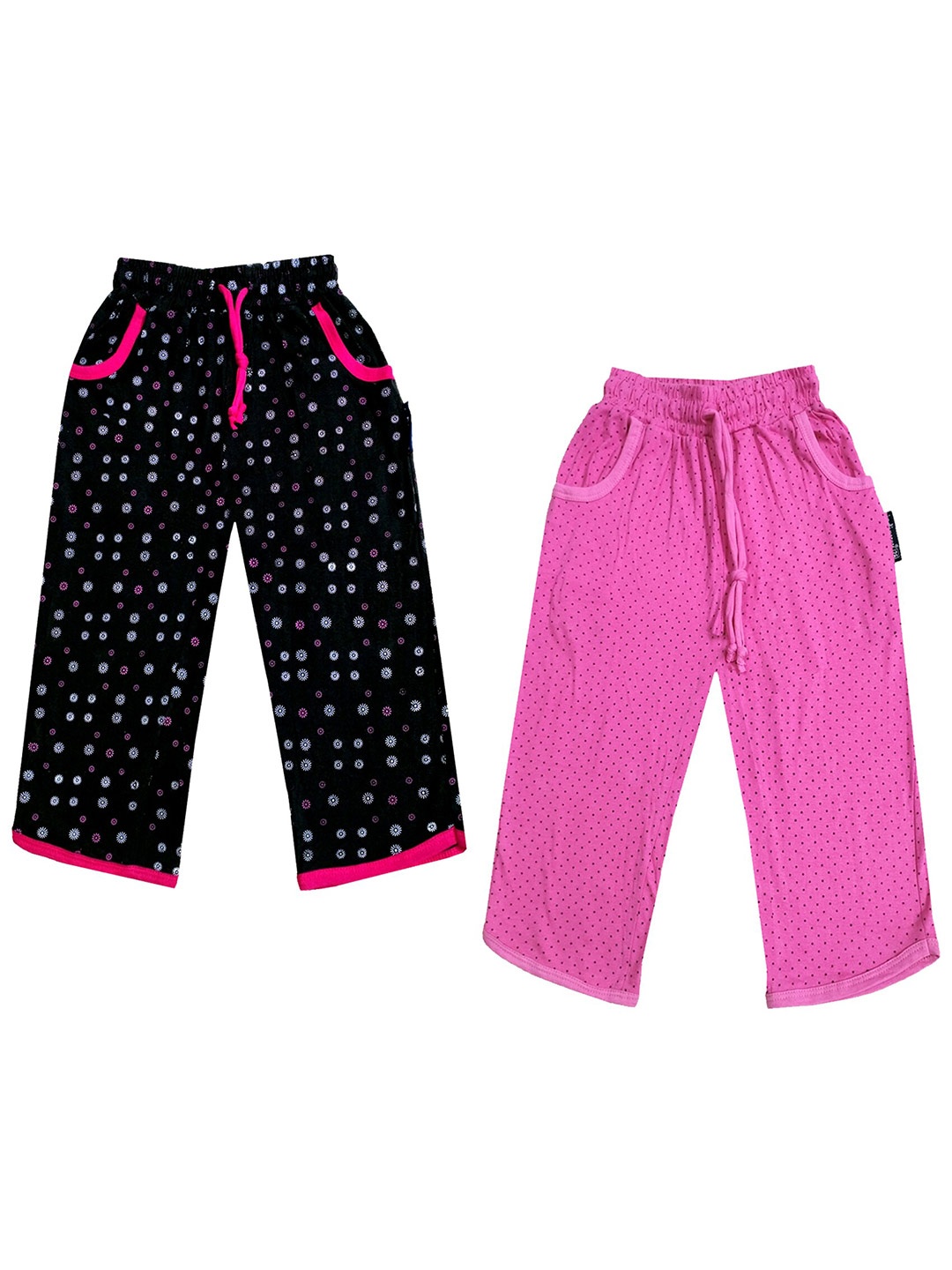 

IndiWeaves Girls Pack of 2 Mid-Rise Cotton Printed Capris, Pink