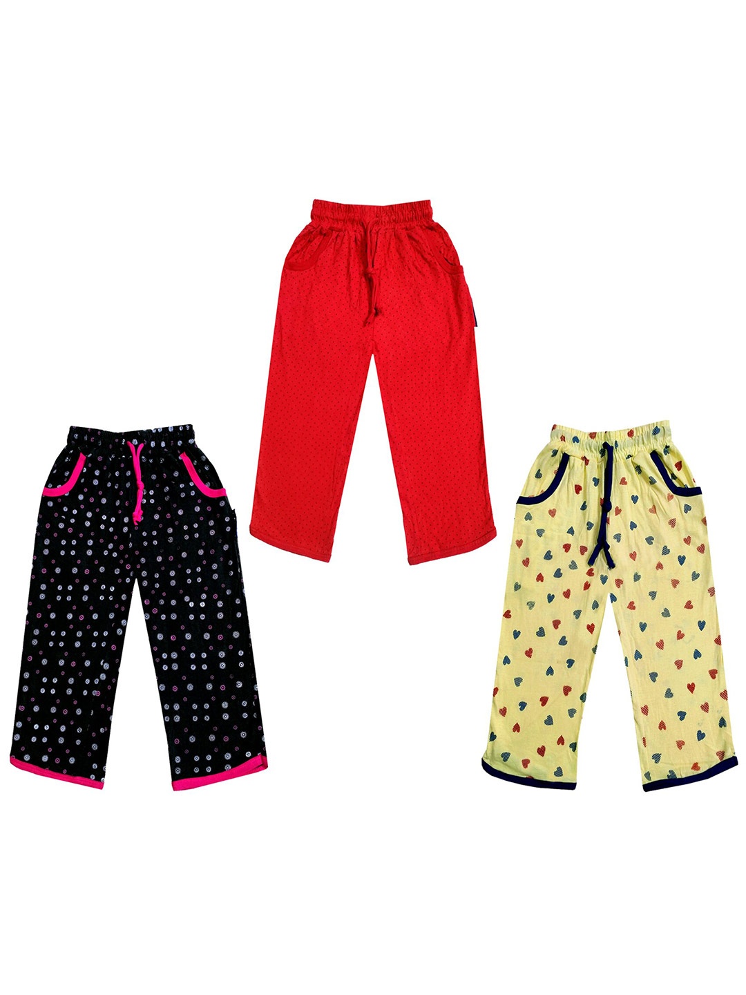 

IndiWeaves Girls Pack of 3 Mid-Rise Cotton Printed Capris, Red