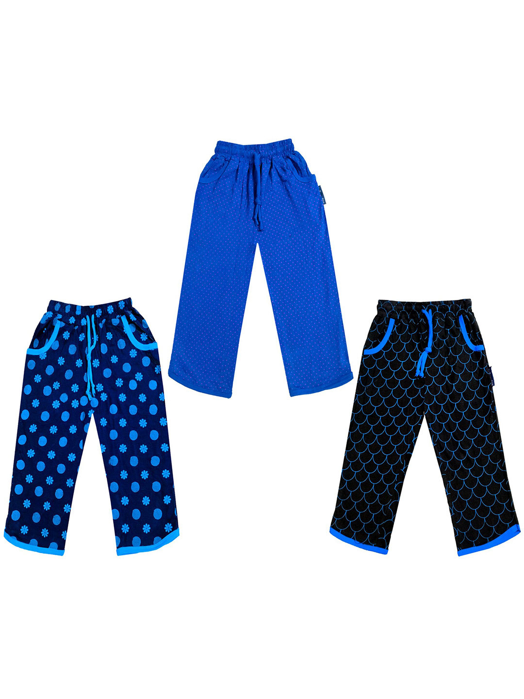 

IndiWeaves Girls Pack of 3 Mid-Rise Cotton Printed Capris, Blue