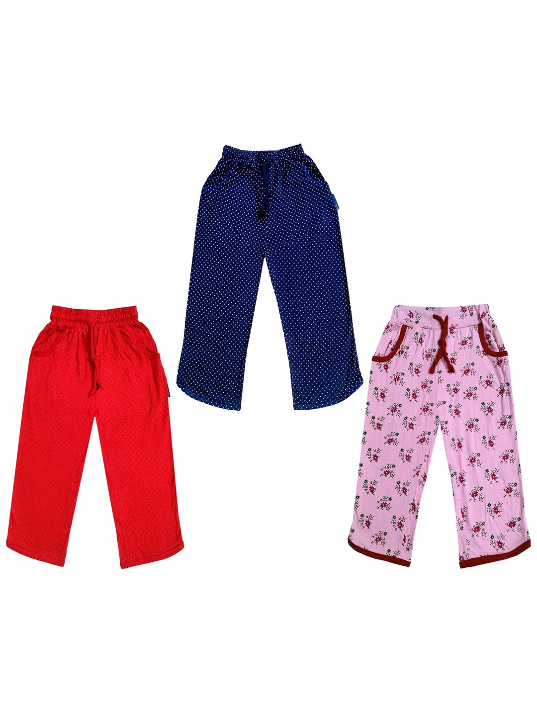 

IndiWeaves Girls Pack of 3 Mid-Rise Cotton Printed Capris, Pink