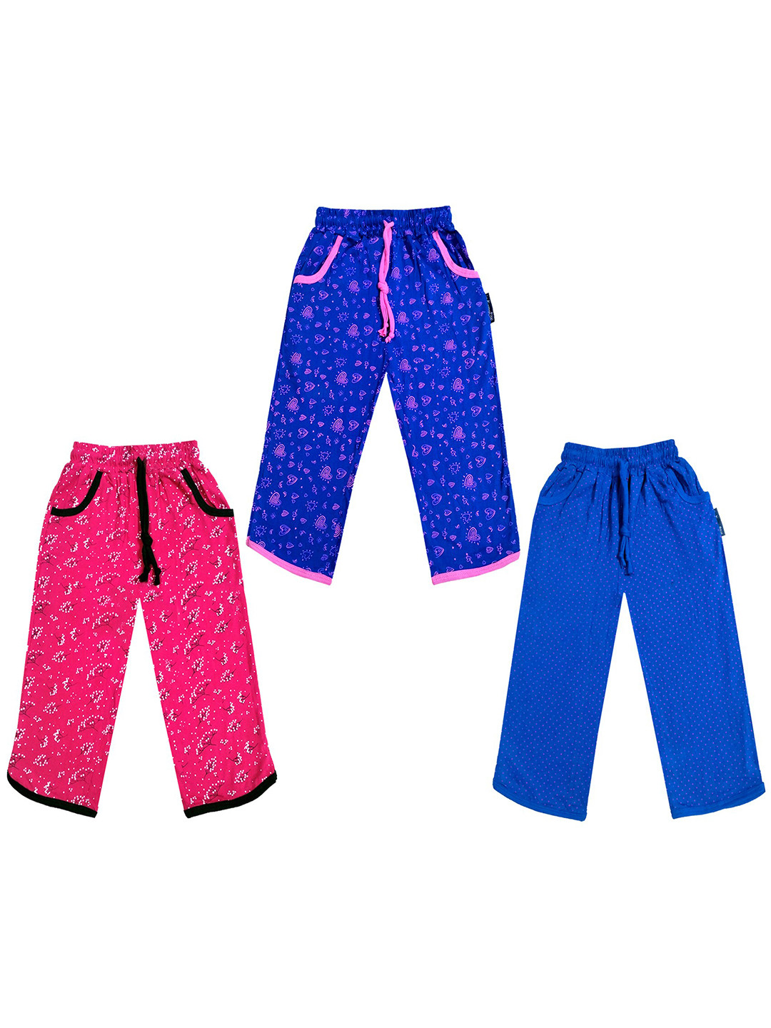 

IndiWeaves Girls Pack of 3 Mid-Rise Cotton Printed Capris, Blue