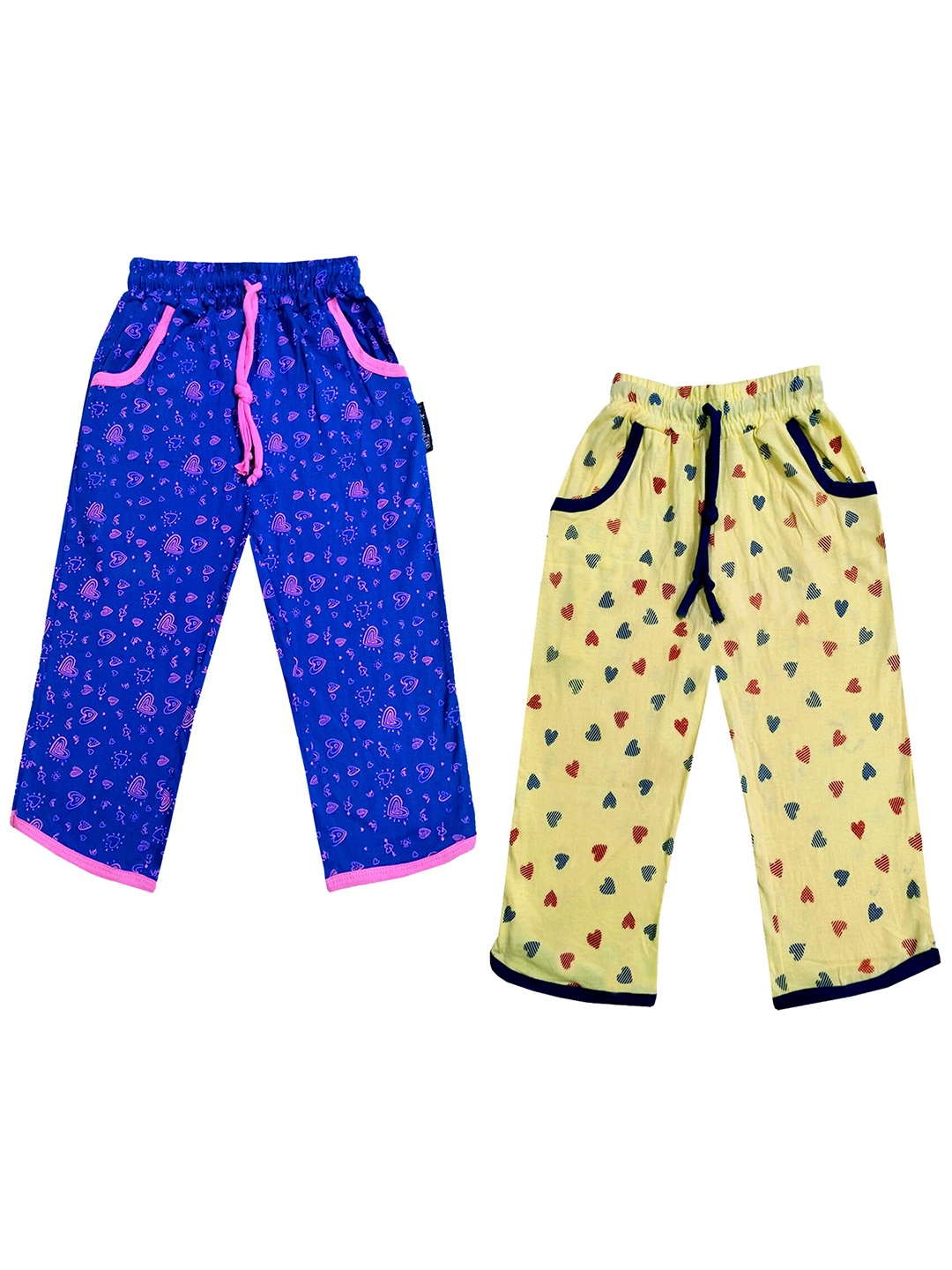 

IndiWeaves Girls Pack of 2 Mid-Rise Cotton Printed Capris, Yellow