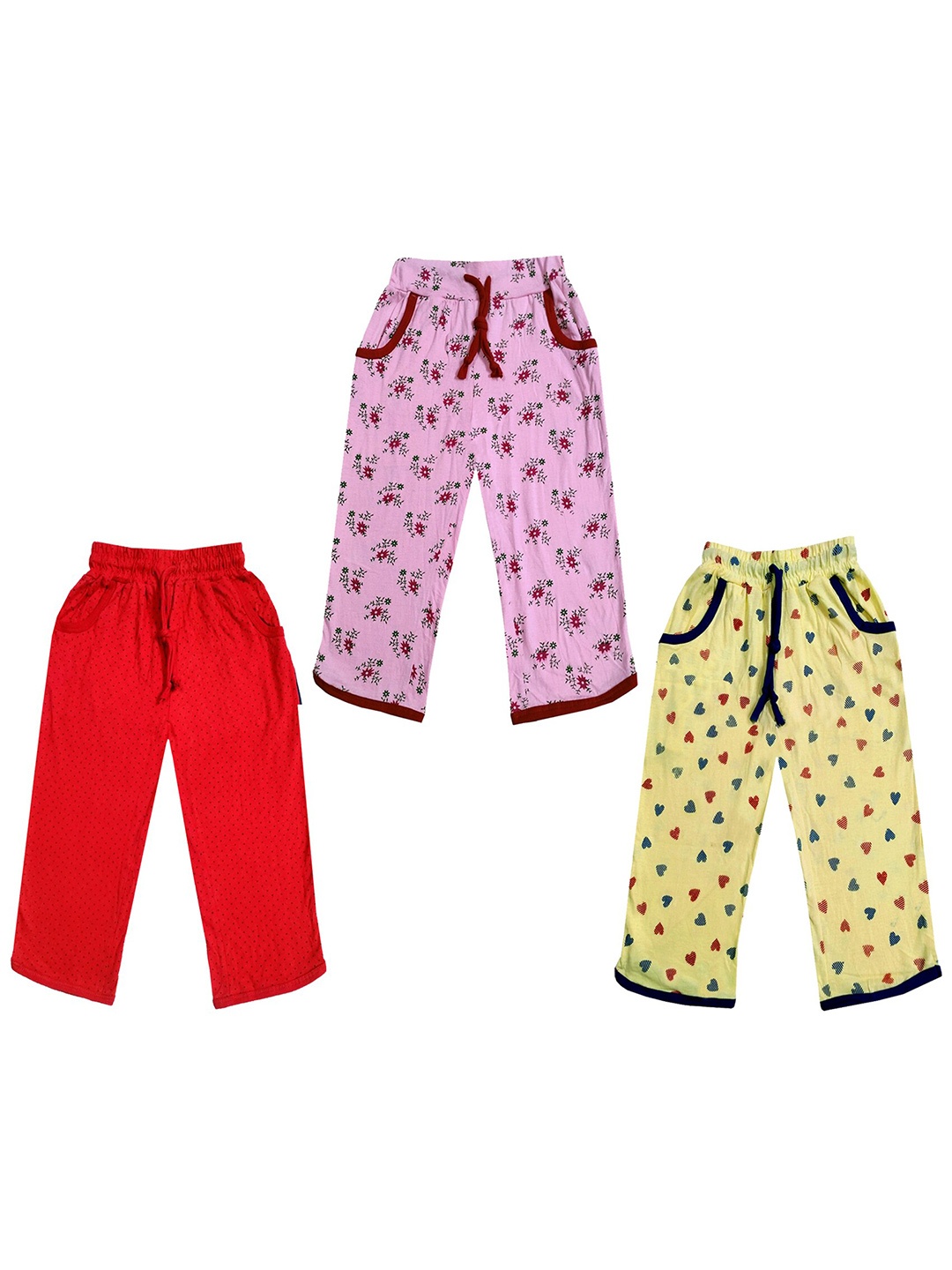

IndiWeaves Girls Pack of 3 Mid-Rise Cotton Printed Capris, Yellow