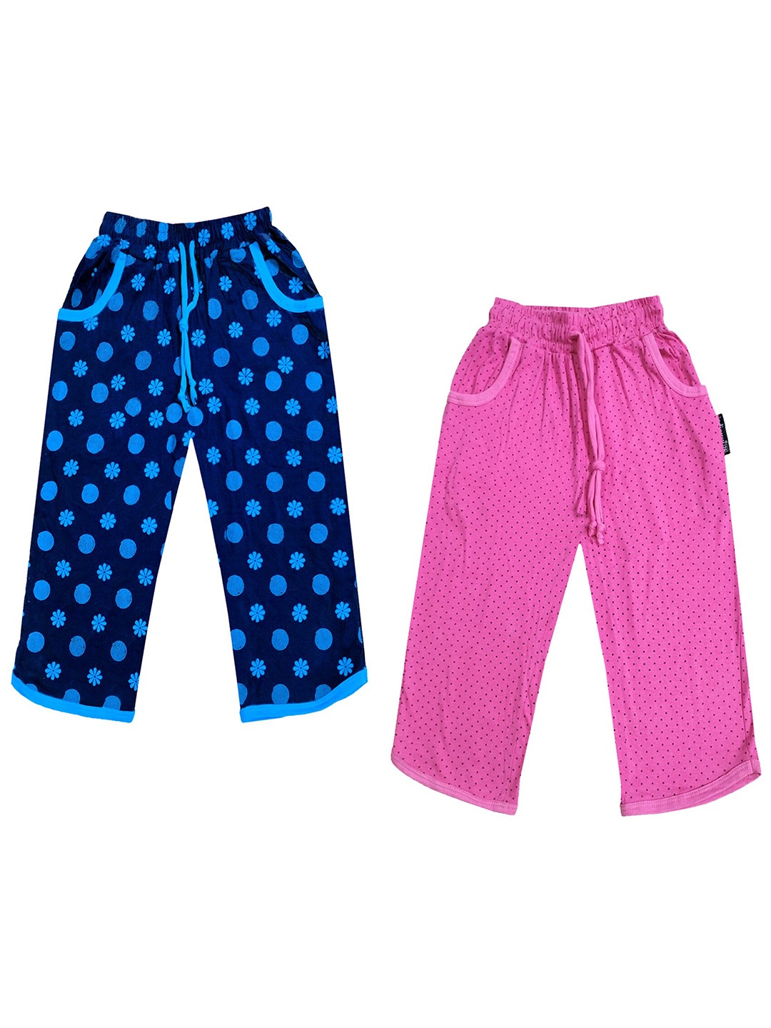 

IndiWeaves Girls Pack of 2 Mid-Rise Cotton Printed Capris, Pink