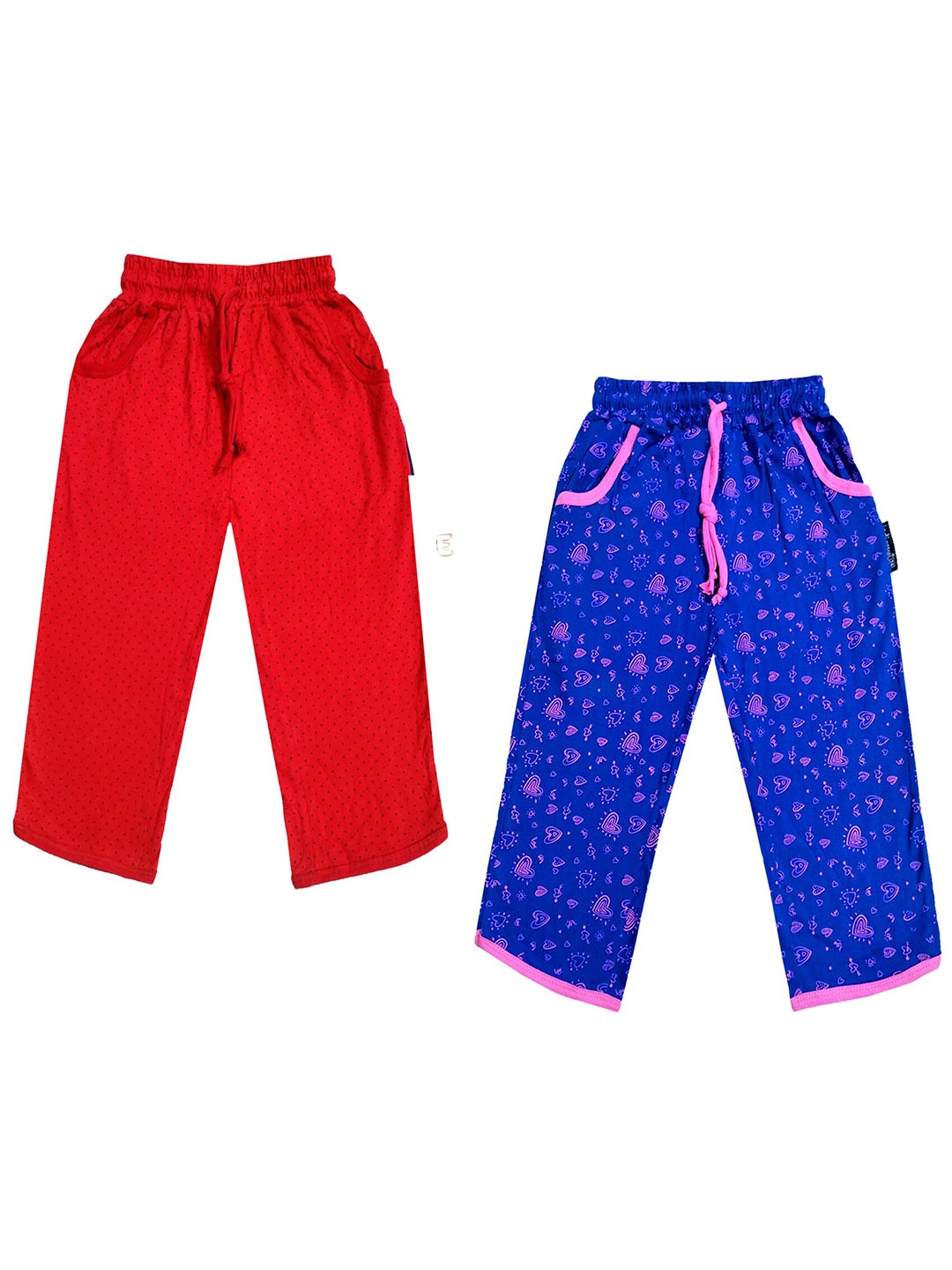 

IndiWeaves Girls Pack of 2 Mid-Rise Cotton Printed Capris, Red