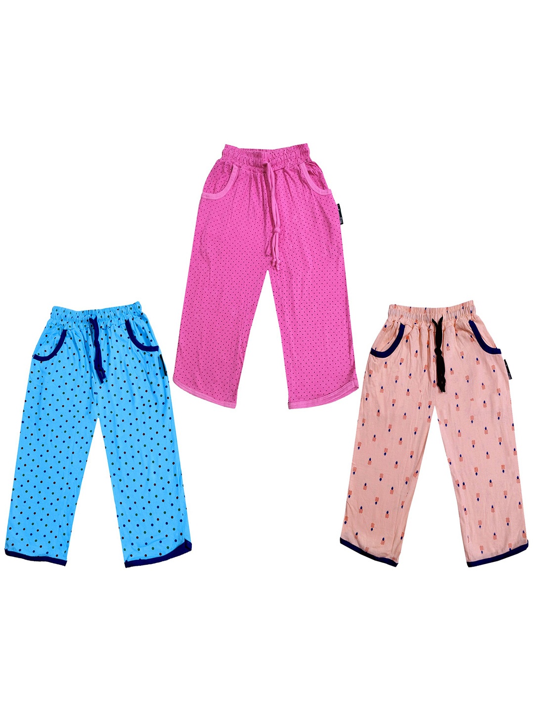 

IndiWeaves Girls Pack of 3 Mid-Rise Cotton Printed Capris, Peach