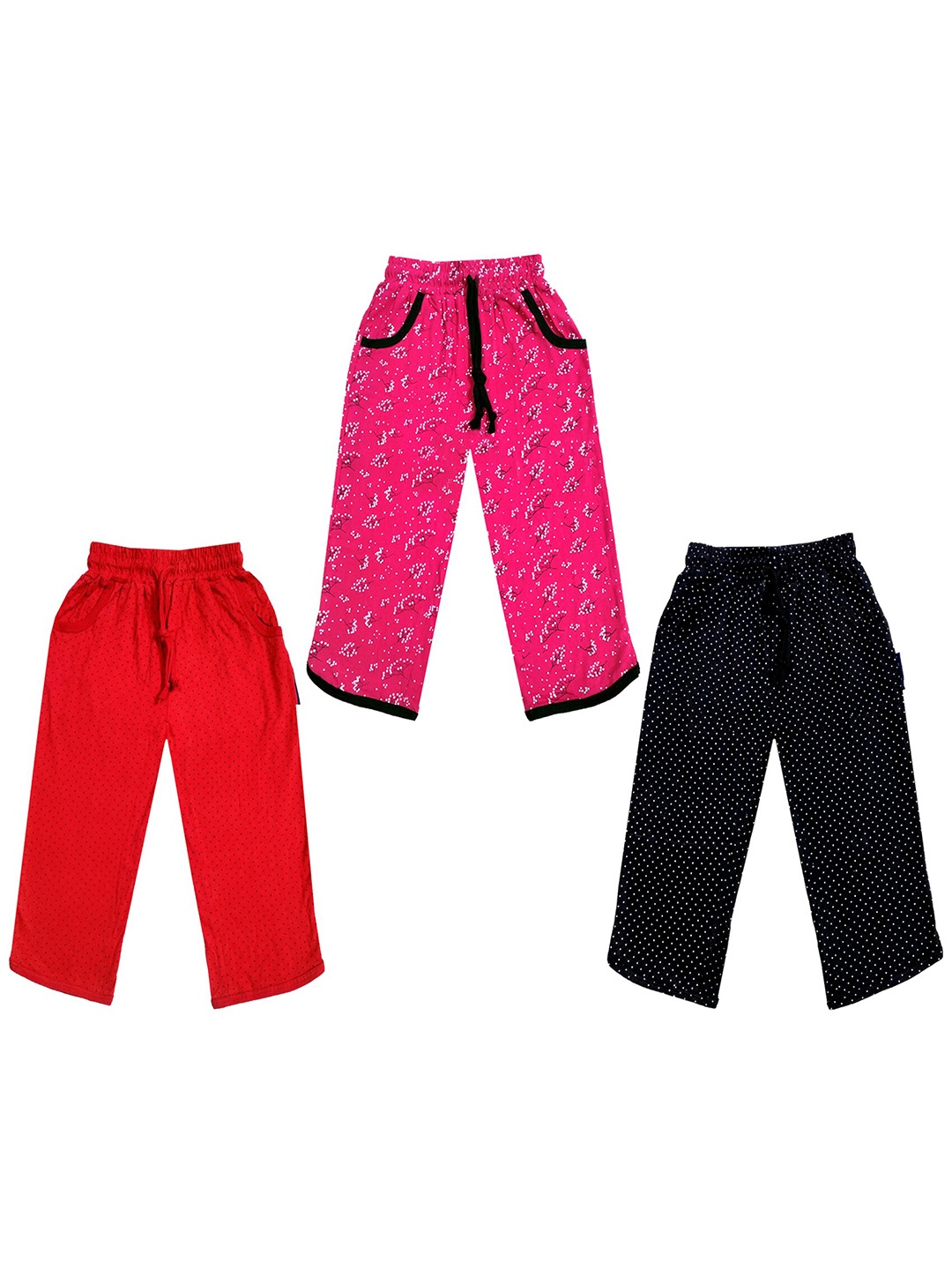 

IndiWeaves Girls Pack of 3 Mid-Rise Cotton Printed Capris, Pink