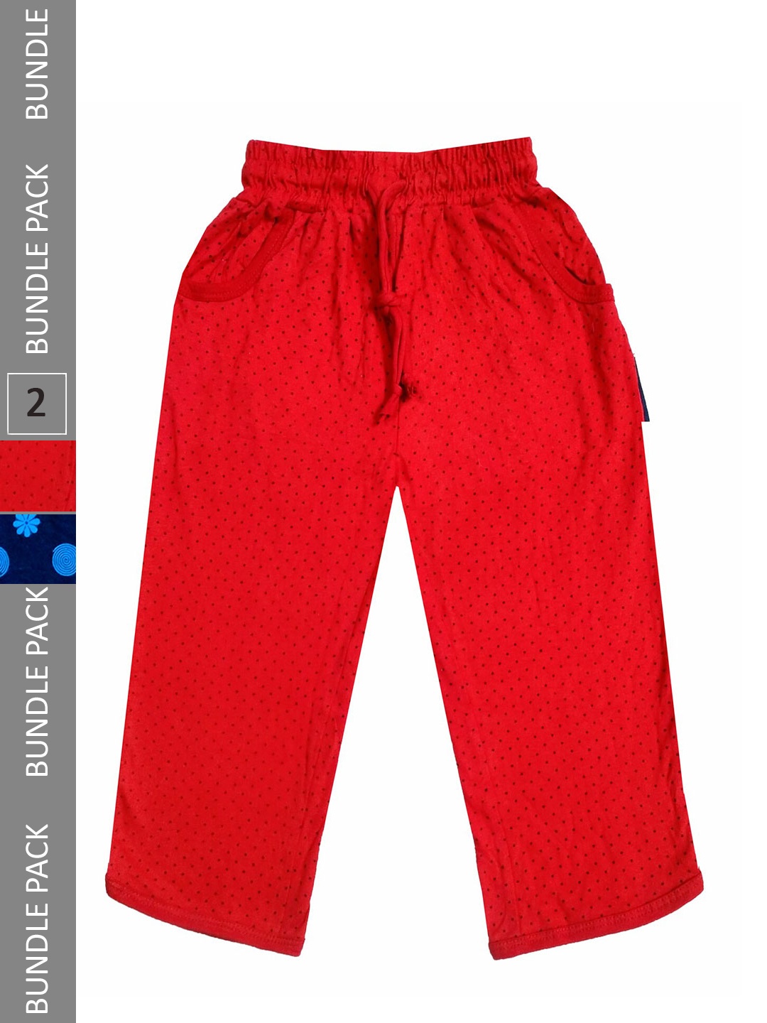 

IndiWeaves Girls Pack of 2 Mid-Rise Cotton Printed Capris, Red