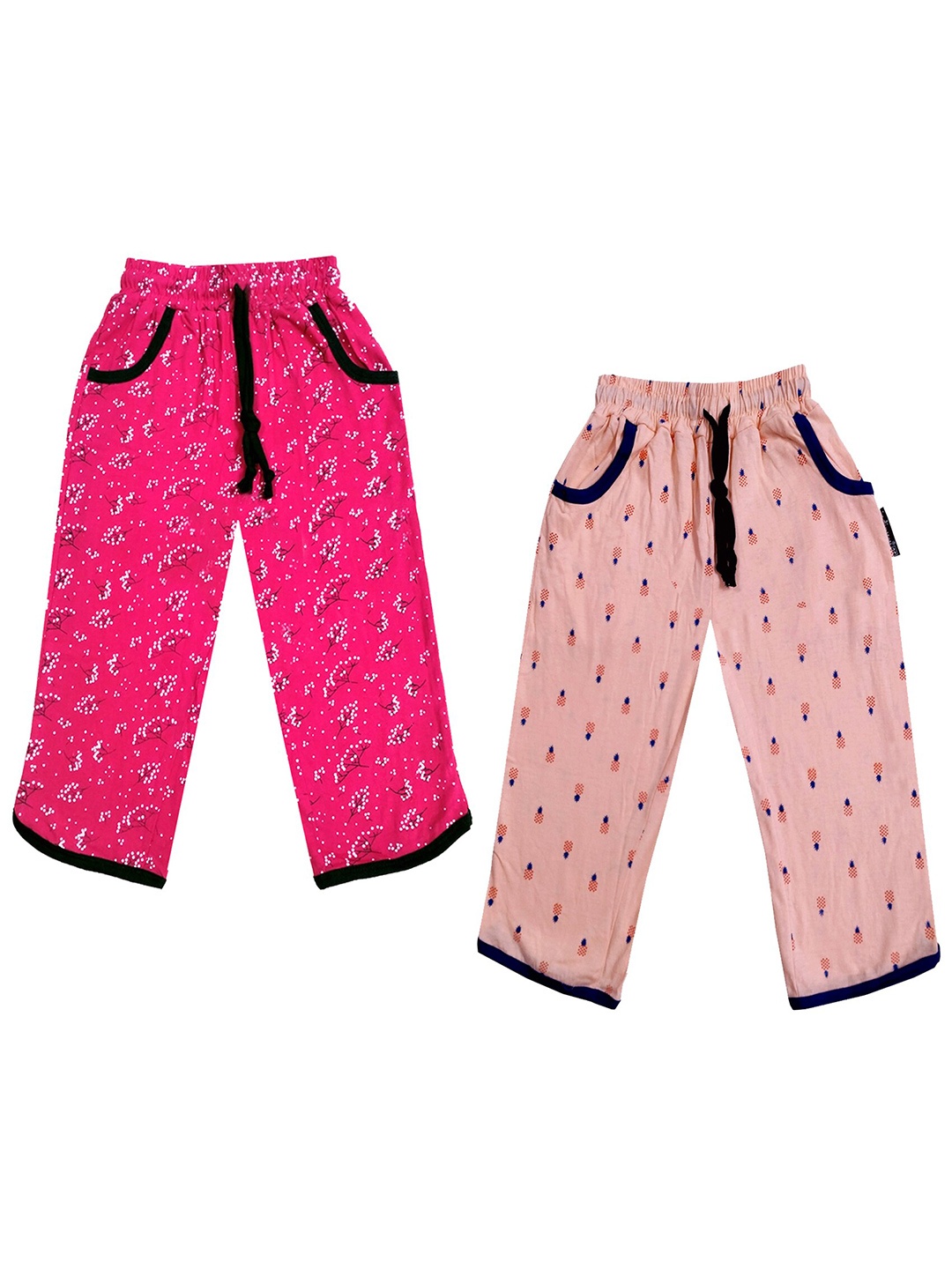 

IndiWeaves Girls Pack of 2 Mid-Rise Cotton Printed Capris, Peach