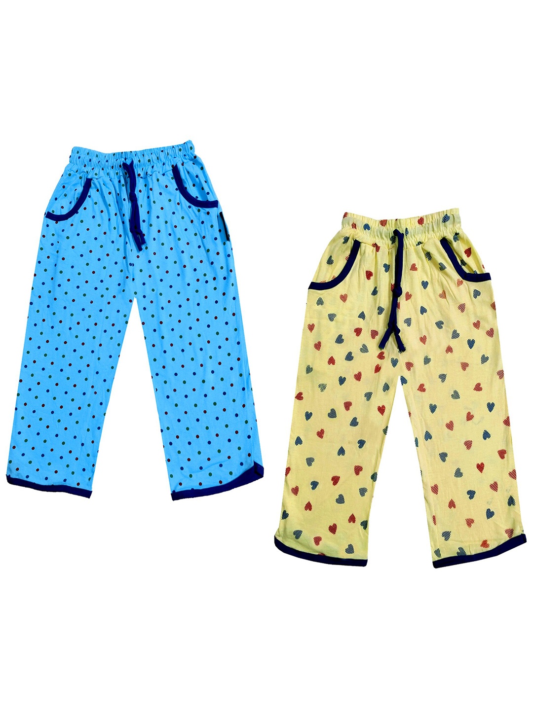 

IndiWeaves Girls Pack of 2 Mid-Rise Cotton Printed Capris, Turquoise blue