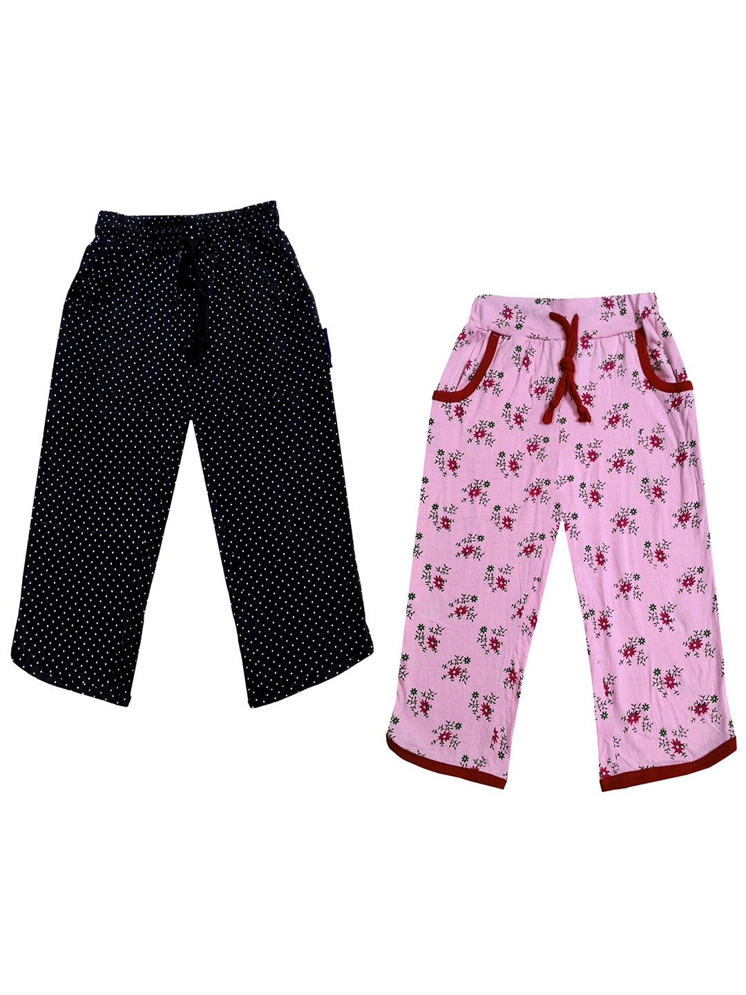 

IndiWeaves Girls Pack of 2 Mid-Rise Cotton Printed Capris, Pink