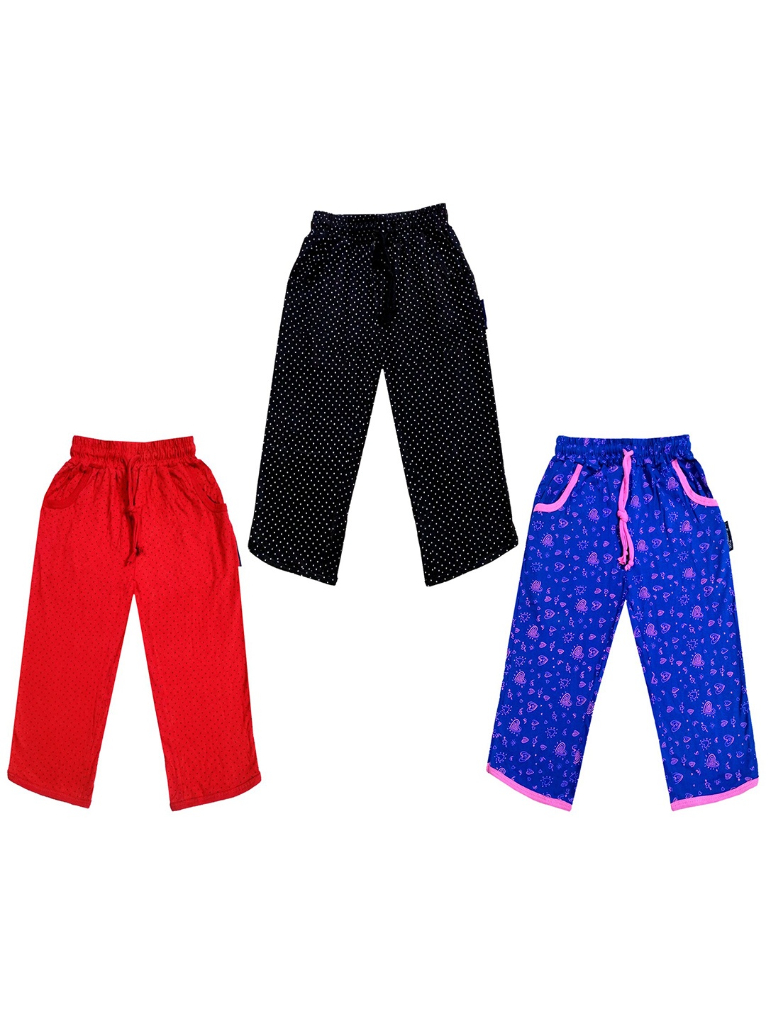 

IndiWeaves Girls Pack of 3 Mid-Rise Cotton Printed Capris, Black