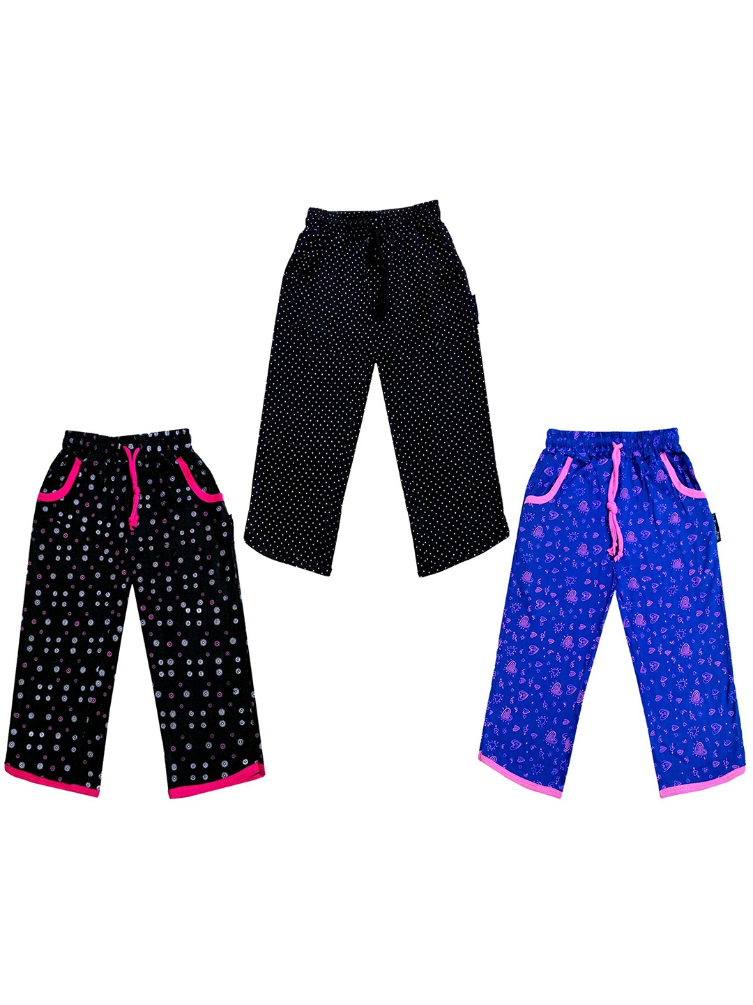 

IndiWeaves Girls Pack of 3 Mid-Rise Cotton Printed Capris, Black