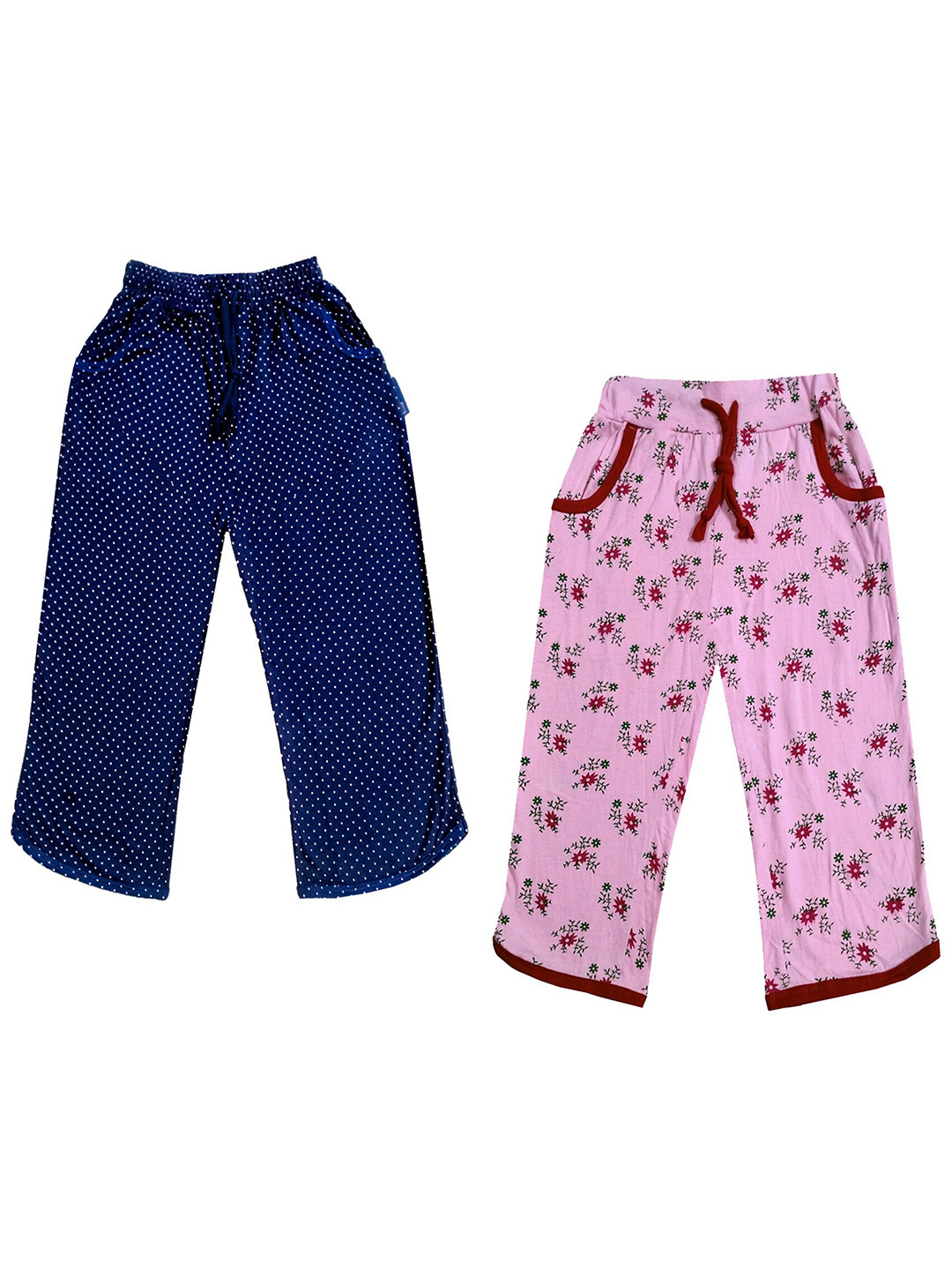 

IndiWeaves Girls Pack of 2 Mid-Rise Cotton Printed Capris, Purple