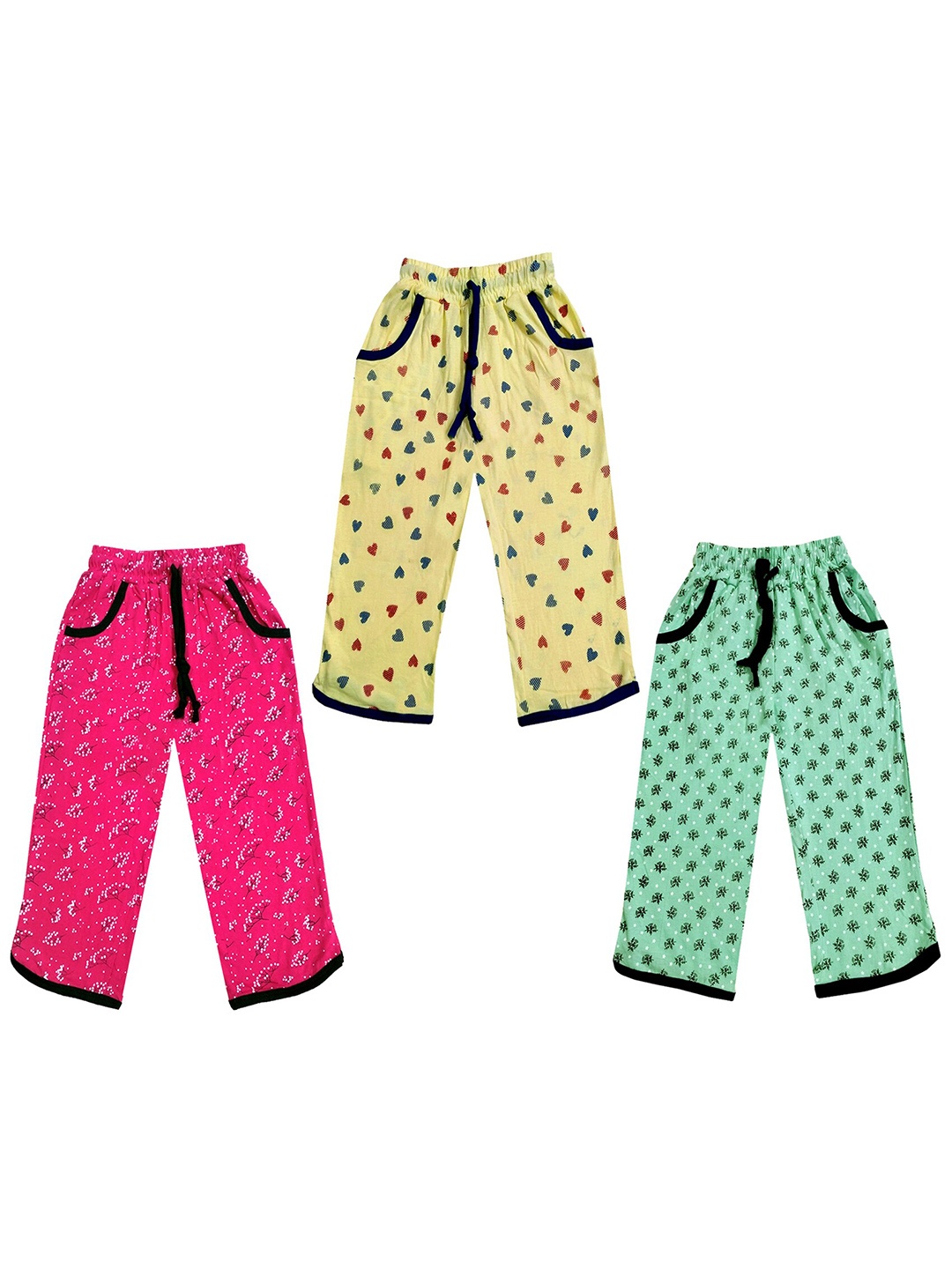 

IndiWeaves Girls Pack of 3 Mid-Rise Cotton Printed Capris, Yellow