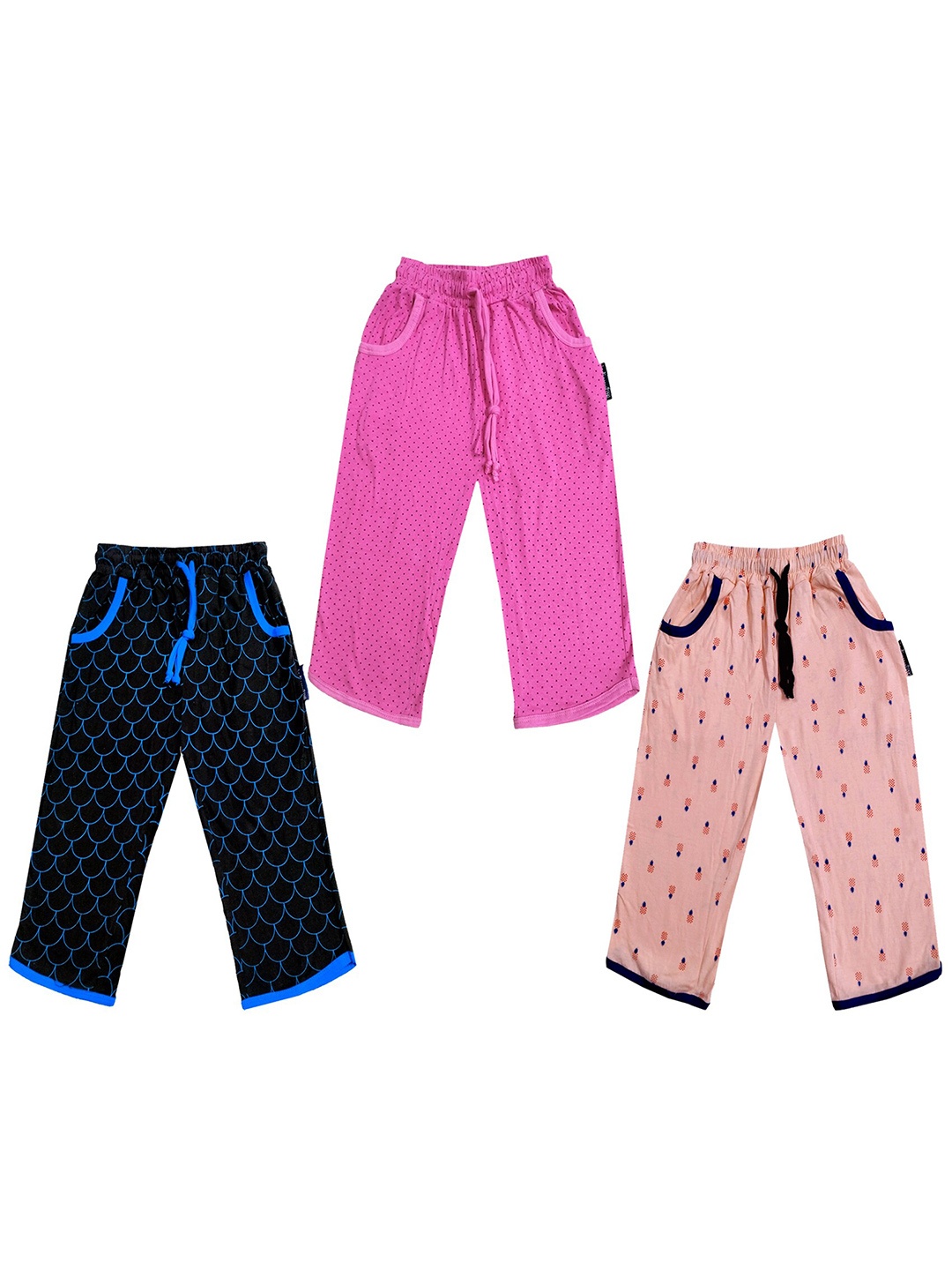 

IndiWeaves Girls Pack of 3 Printed Mid-Rise Cotton Capris, Pink