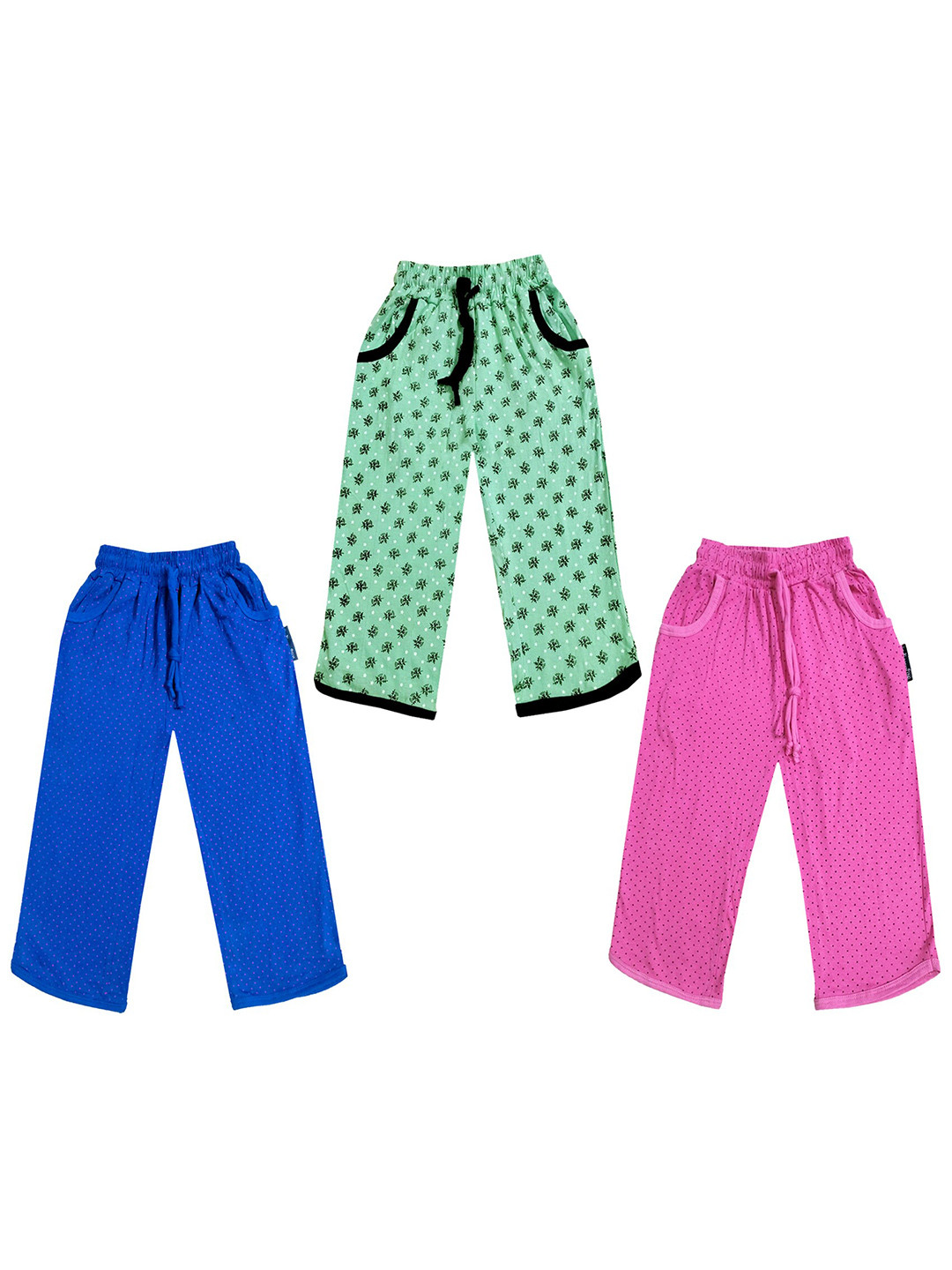 

IndiWeaves Girls Pack of 3 Printed Mid-Rise Cotton Capris, Pink