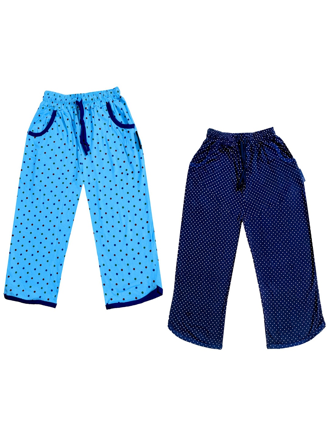 

IndiWeaves Girls Pack of 2 Printed Mid-Rise Cotton Capris, Navy blue