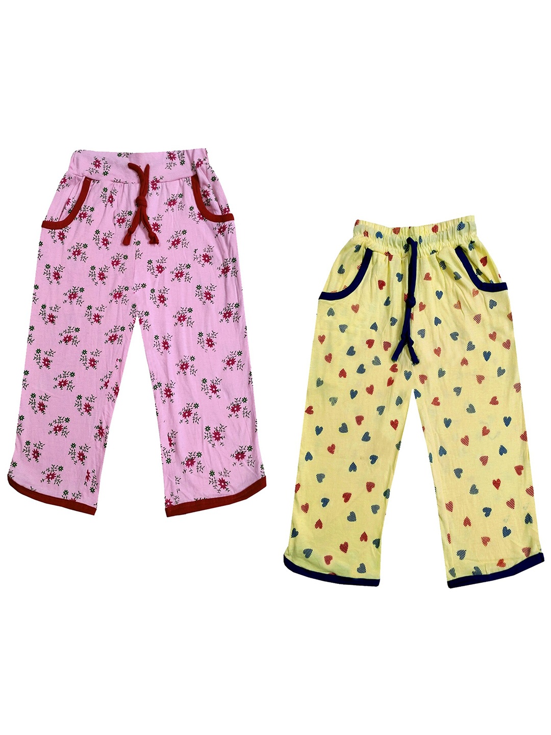 

IndiWeaves Girls Pack of 2 Printed Mid-Rise Cotton Capris, Yellow