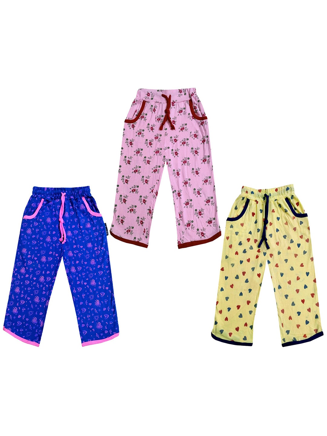 

IndiWeaves Girls Pack of 3 Printed Mid-Rise Cotton Capris, Pink