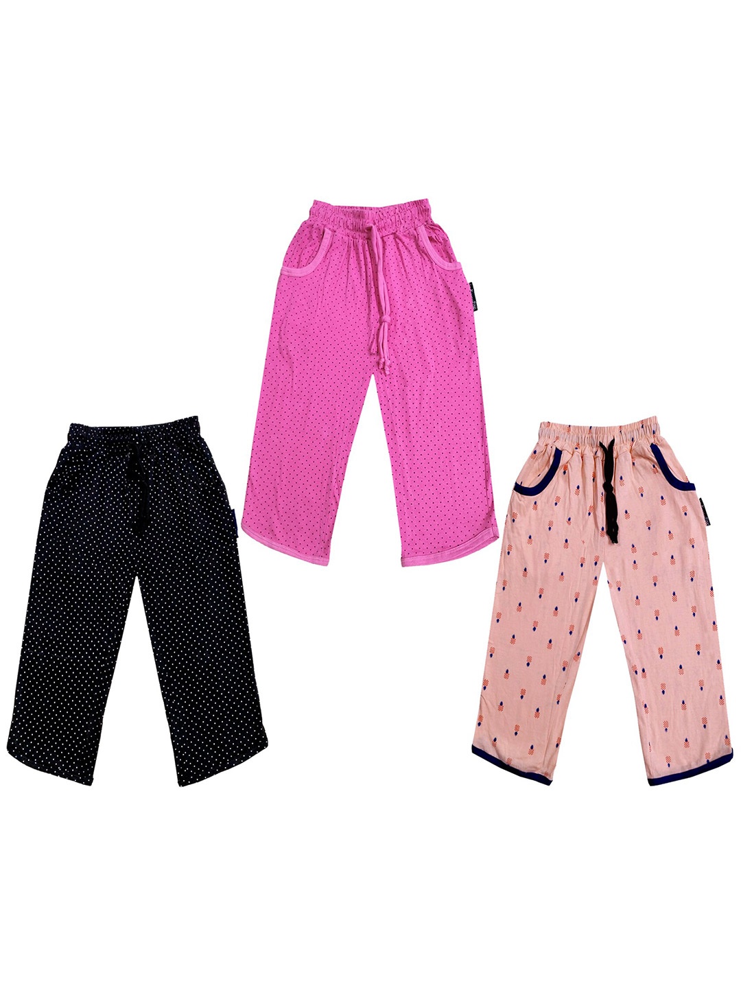 

IndiWeaves Girls Pack of 3 Printed Mid-Rise Cotton Capris, Pink