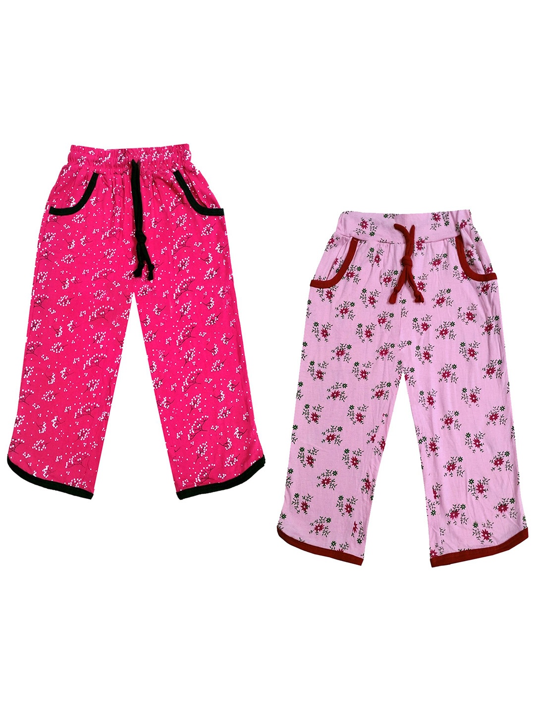 

IndiWeaves Girls Pack of 2 Printed Mid-Rise Cotton Capris, Pink