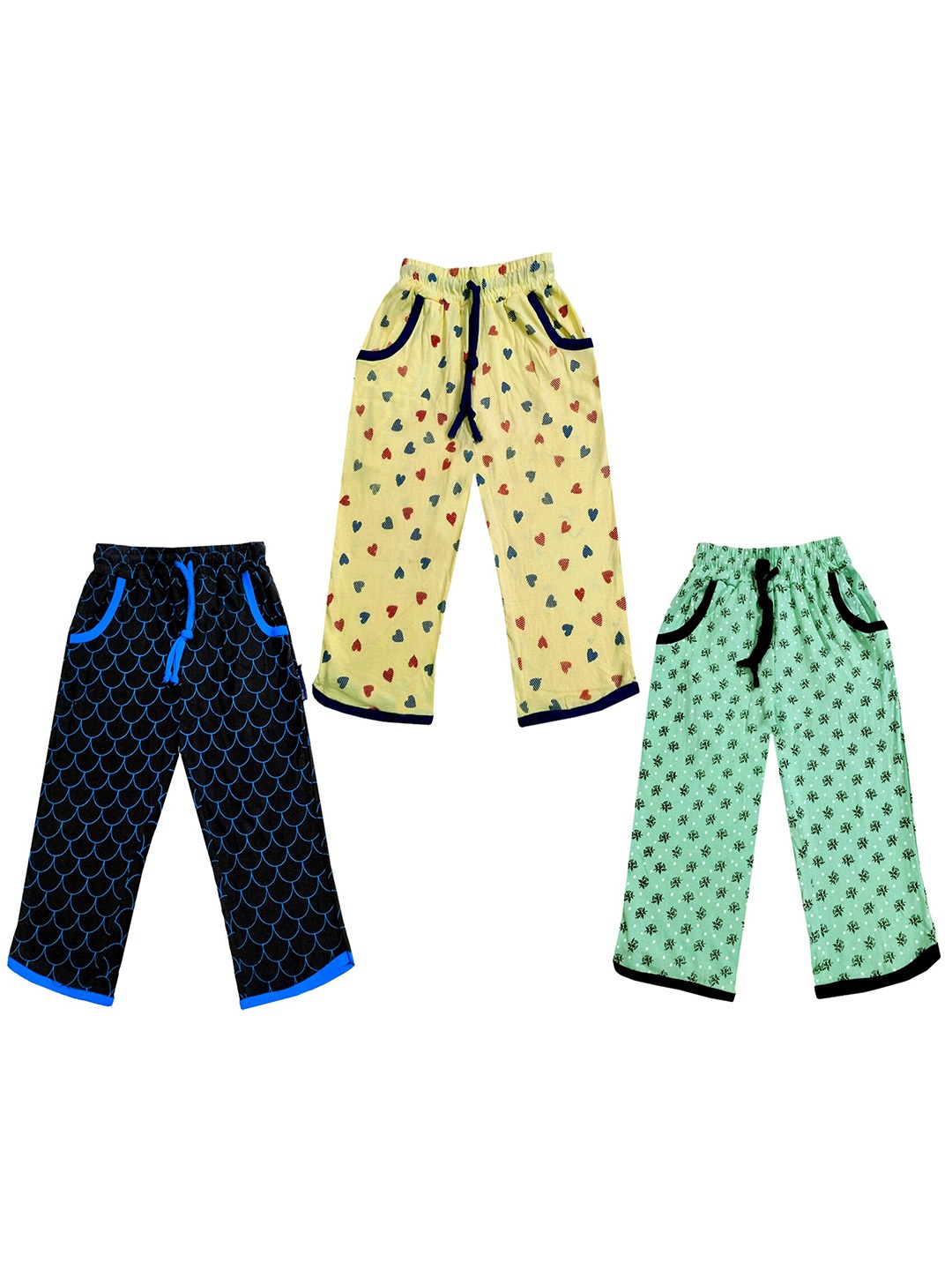 

IndiWeaves Girls Pack of 3 Printed Mid-Rise Cotton Capris, Yellow