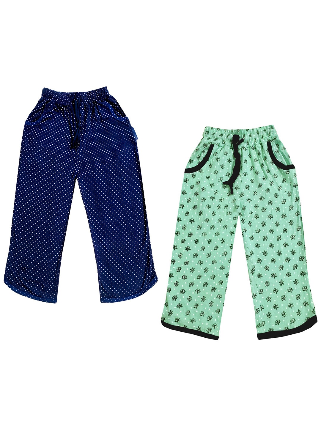 

IndiWeaves Girls Pack of 2 Printed Mid-Rise Cotton Capris, Green