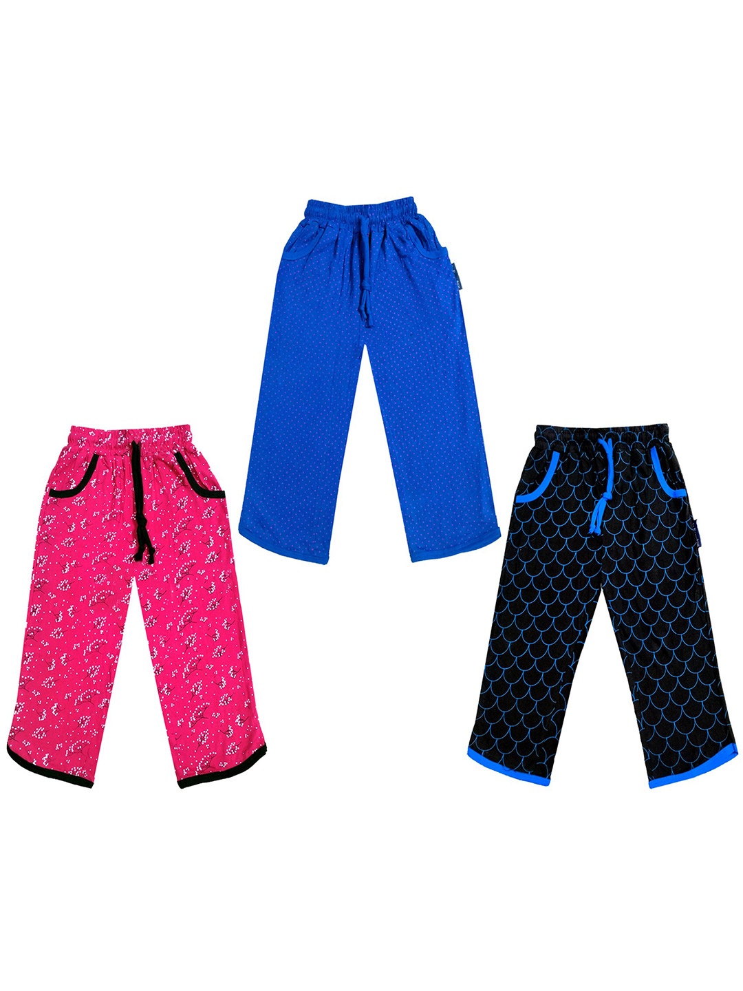

IndiWeaves Girls Pack Of 3 Printed Mid-Rise Relaxed-Fit Cotton Capris, Blue