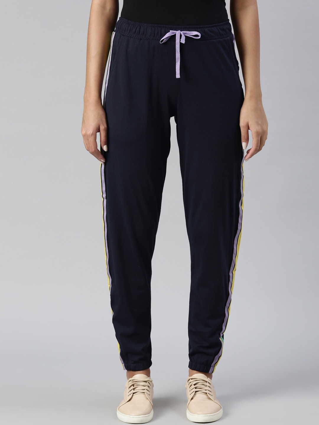 

DIXCY SCOTT Slimz Women Mid-Rise Cotton Track Pants, Blue