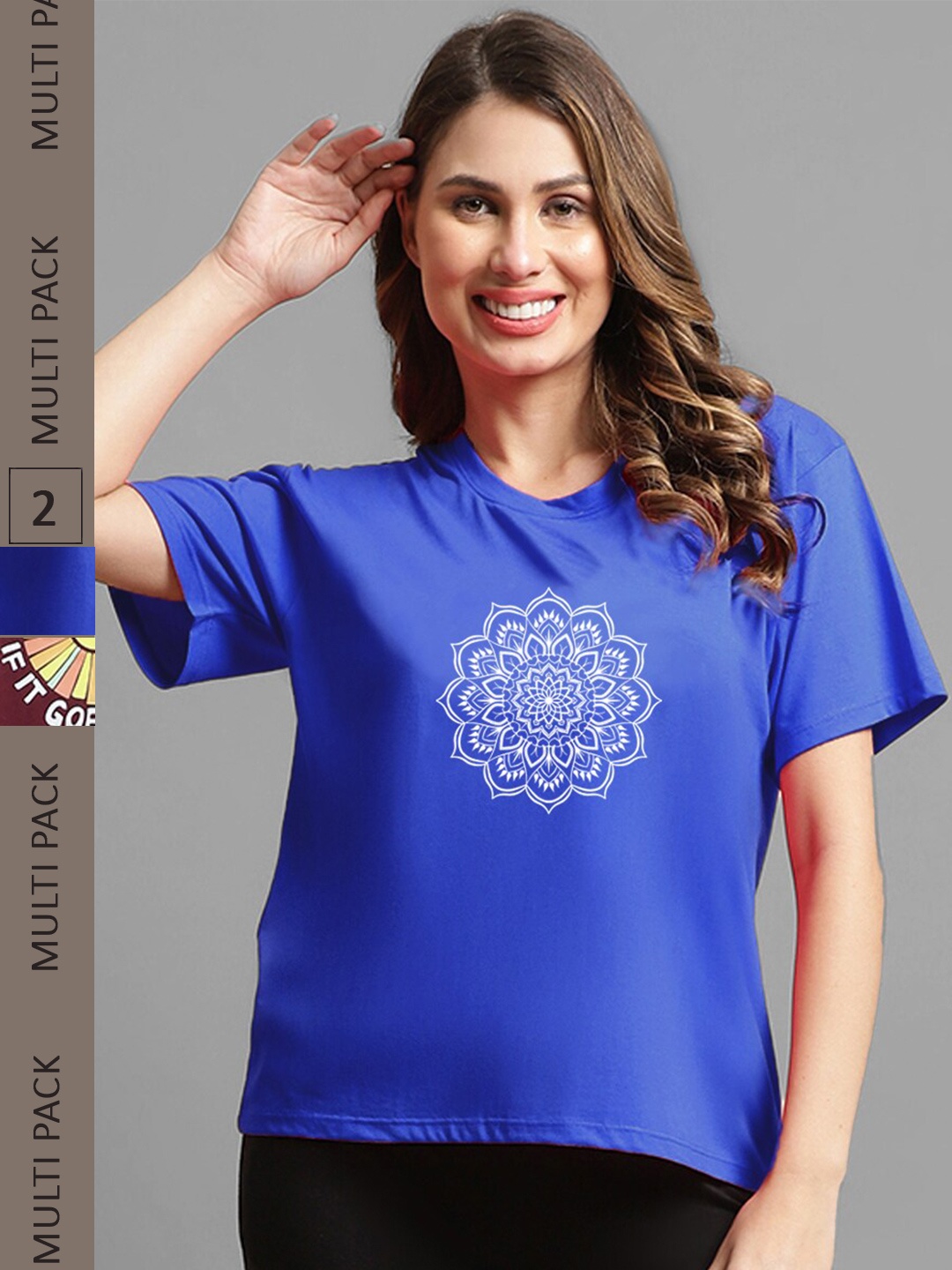 

Kanvin Pack Of 2 Graphic Printed Oversized T-shirts, Brown