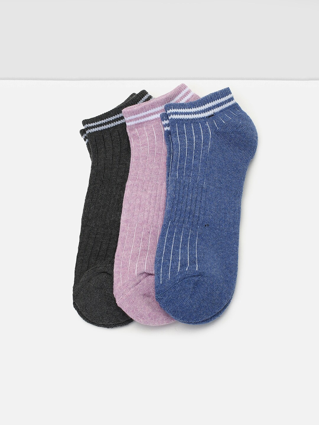 

max Women Pack Of 3 Patterned Ankle-Length Socks, Blue