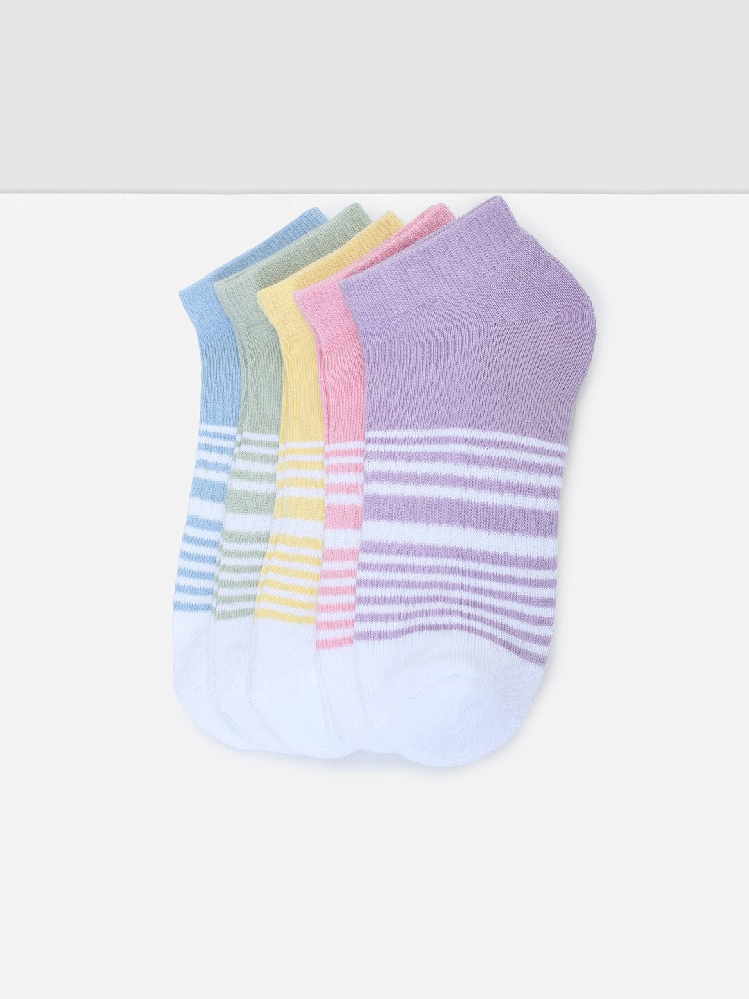 

max Women Pack Of 5 Striped Ankle-Length Socks, Blue