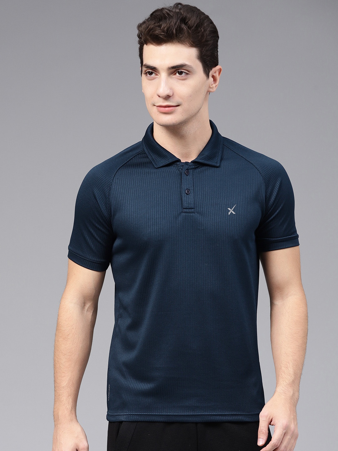 

HRX by Hrithik Roshan Men Navy Advanced Rapid Dry Raglan Polo T-shirt, Navy blue